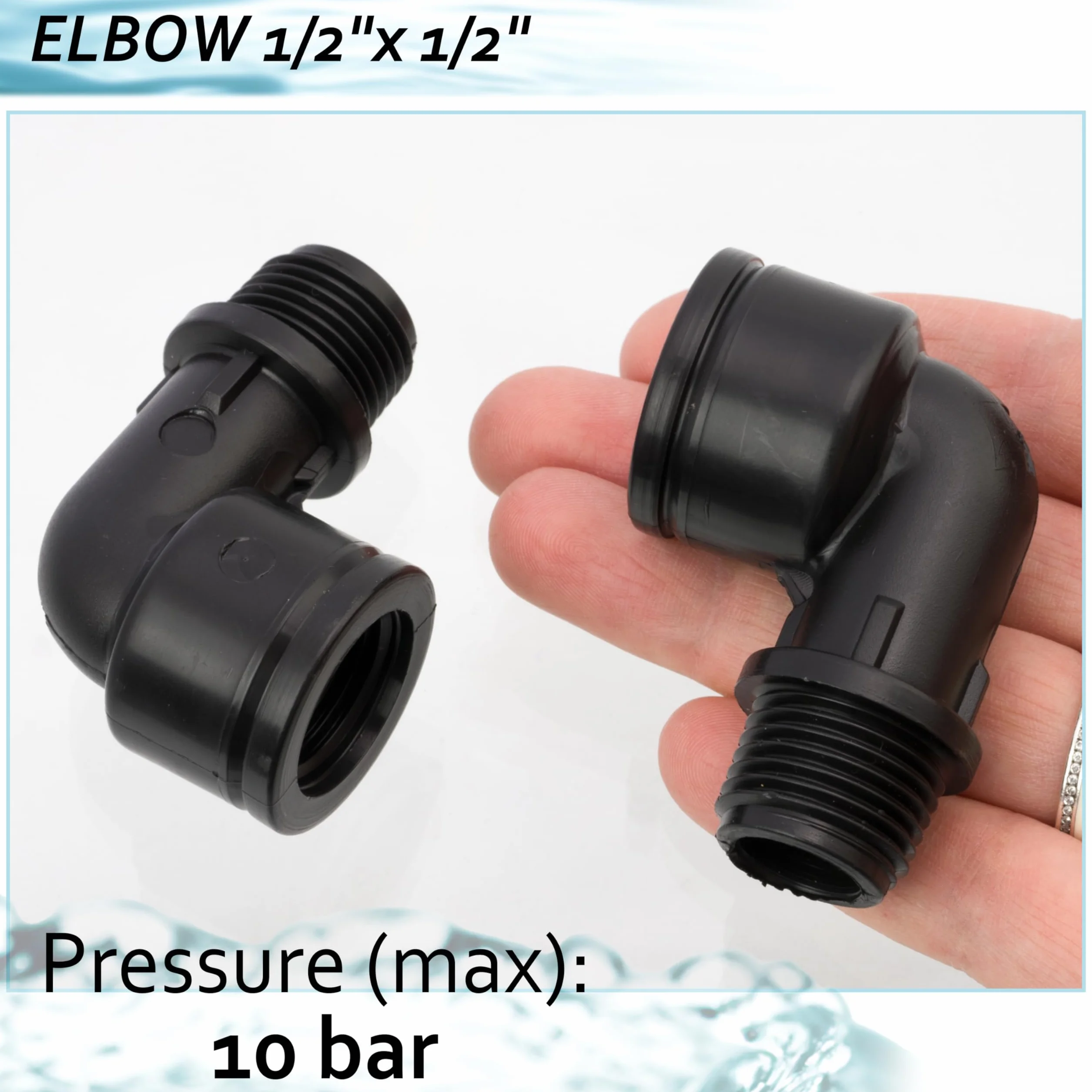 AERZETIX Lot de 2 Raccords Coudés 90° Mâle-Femelle 1/2"x1/2" pour Tuyau d'Arrosage Irrigation - Pression Max 10 Bars Polyéthylène