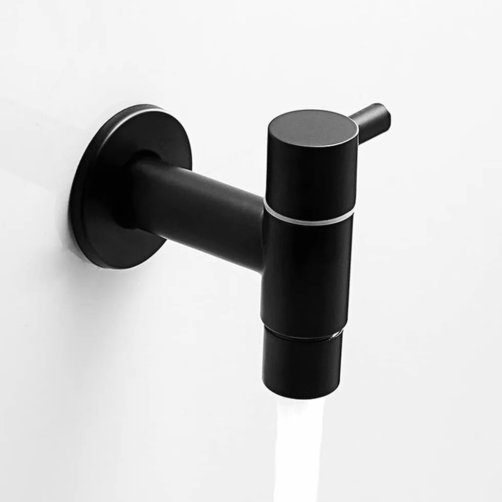Robinet Mural Noir Acier Inoxydable Eau Froide Salle de Bain Lavabo