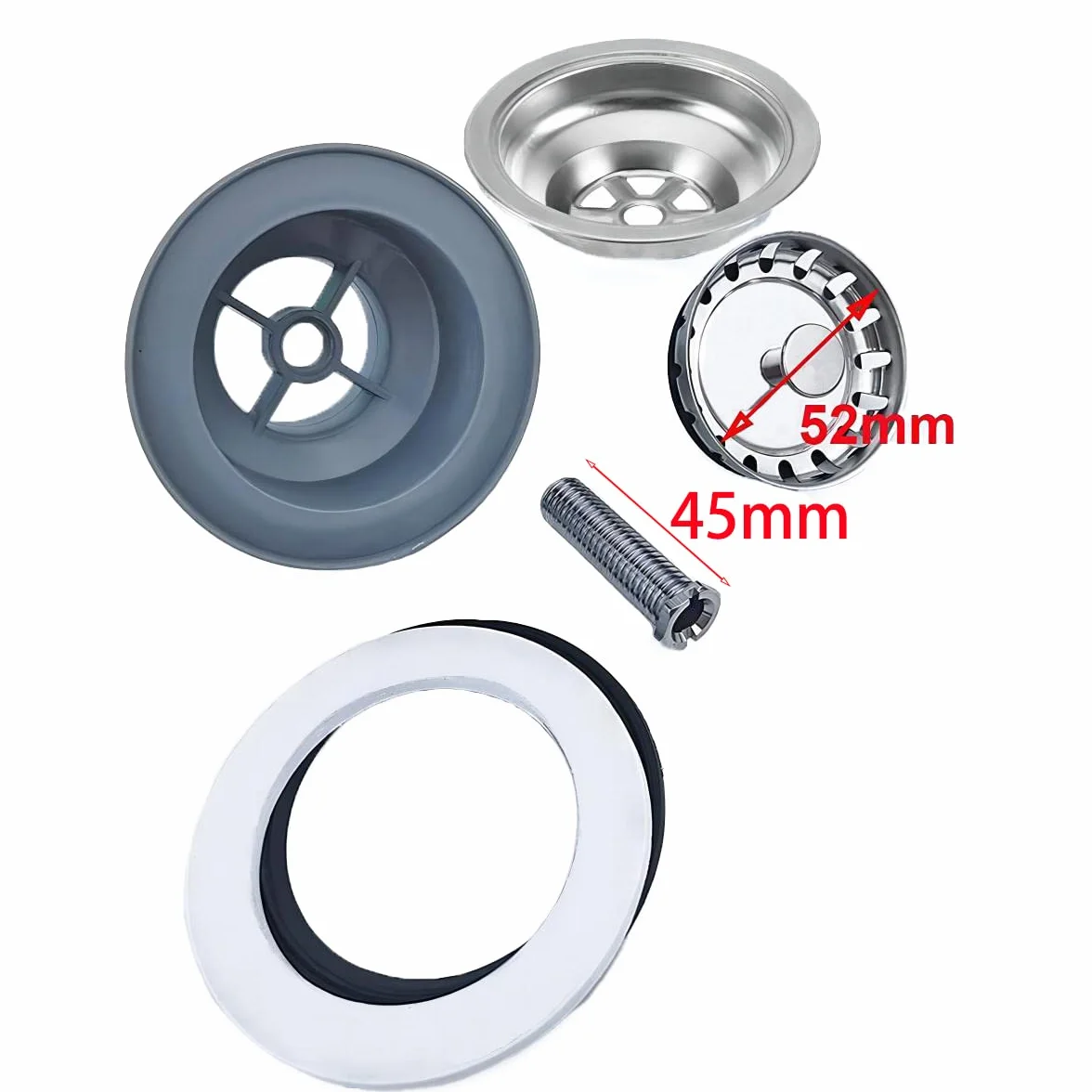 Qrity Bonde d'évier sans trop Plein Panier INOX ø 84 mm 1½", Acier Inoxydable + ABS, Bonde + Panier