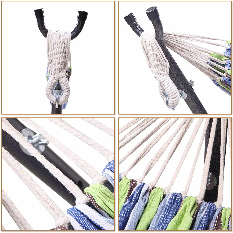 Hamac sur Pied 250kg Réglable 305x109x104 cm Support métallique 1-2 Personnes Vert-Violet