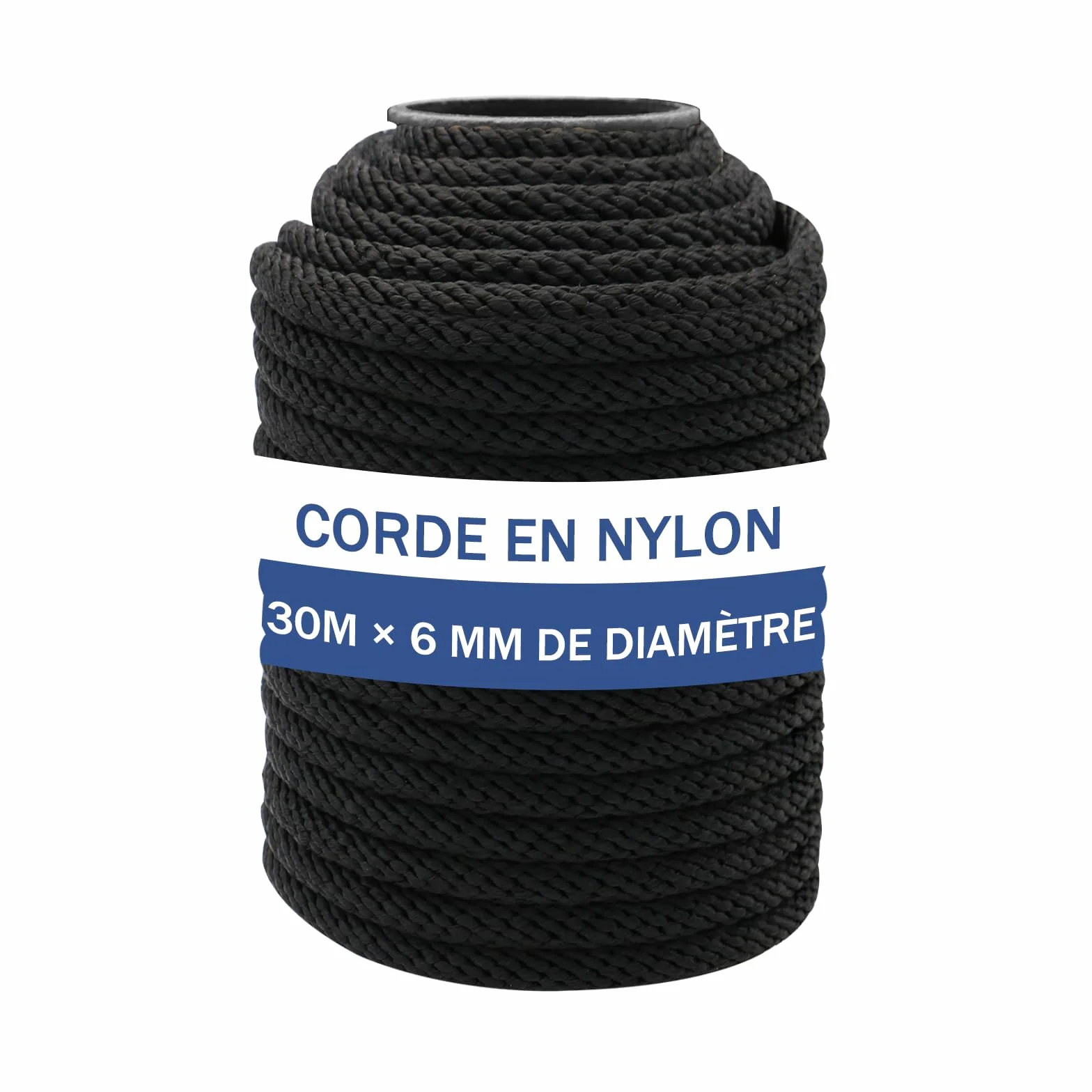 NQ Corde en Nylon 30M x 6MM de Diamètre, 100FT Cordeau en Nylon pour Extérieur, Camping et Randonnée, Corde Robuste pour DIY, Étendoir Et Suspension(Noir)