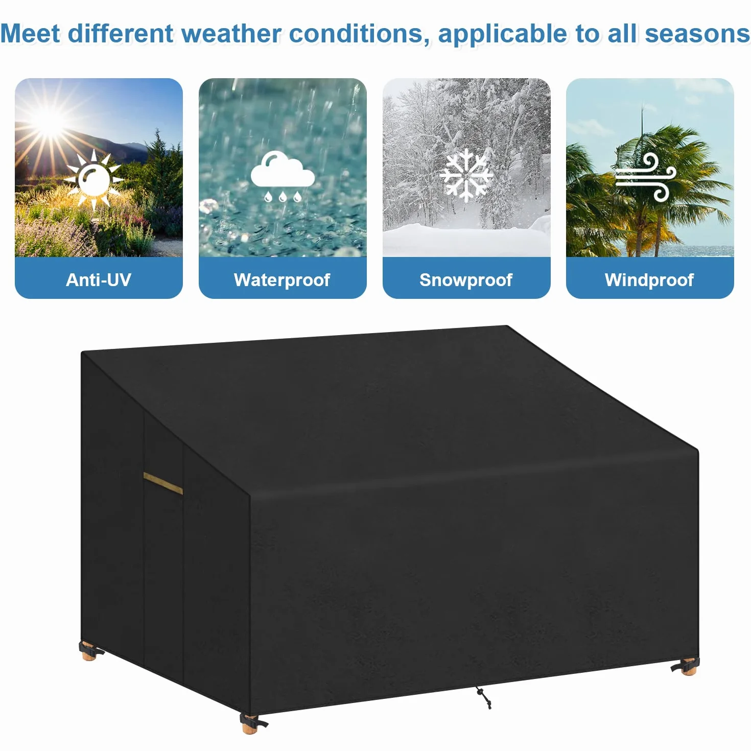 Housse de protection pour canapé de jardin 2 places imperméable anti-UV 160 x 99 x 61/89 cm