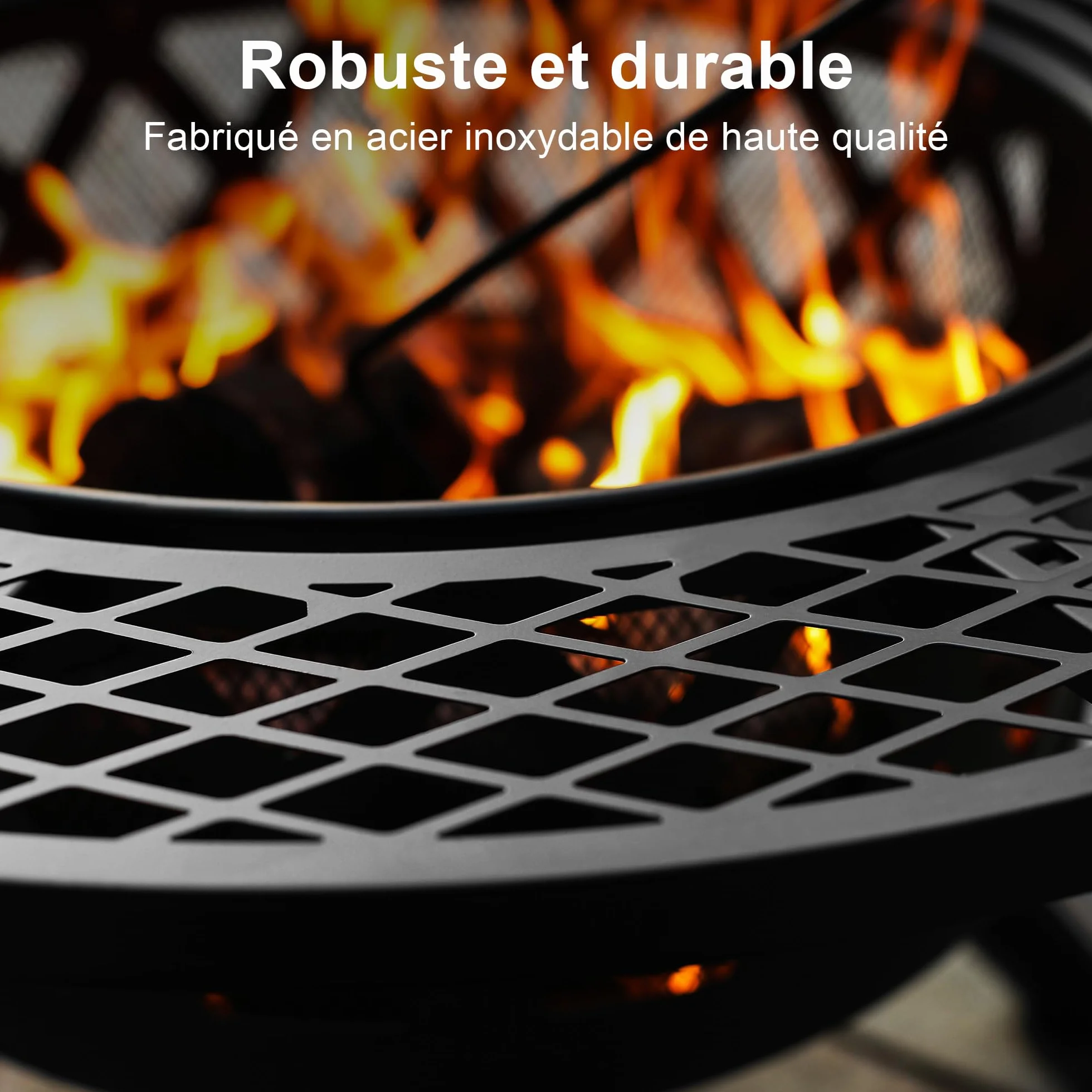 BALI OUTDOORS Foyer à bois extérieur avec grille de cuisson noir