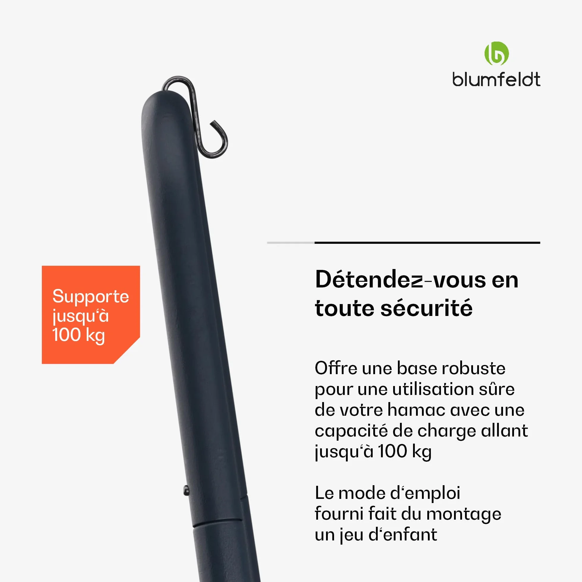 Blumfeldt Support de hamac transat Jardin extérieur Acier Enduit antirouille 160 kg