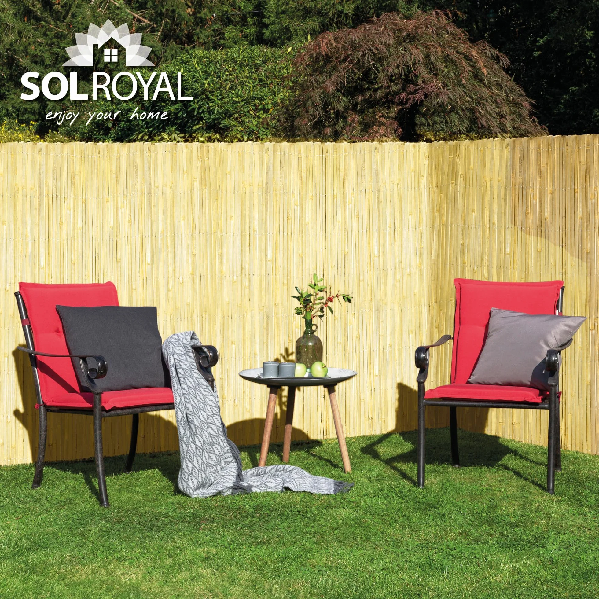 Sol Royal Canisse Brise Vue Balcon Bambou 180x600 cm Clair Brillant – Canisse Bambou Balcon Palissade Jardin Exterieur – Cache Balcon Brise Vue 1m80 Pare Vue Terrasse Extérieur