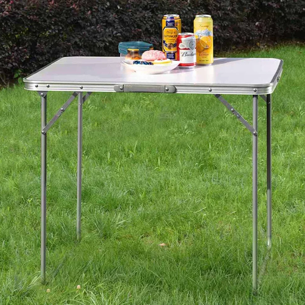 BAKAJI Table de Camping Pliante Aluminium 60x80x68 cm Pique-Nique Jardin Plein Air