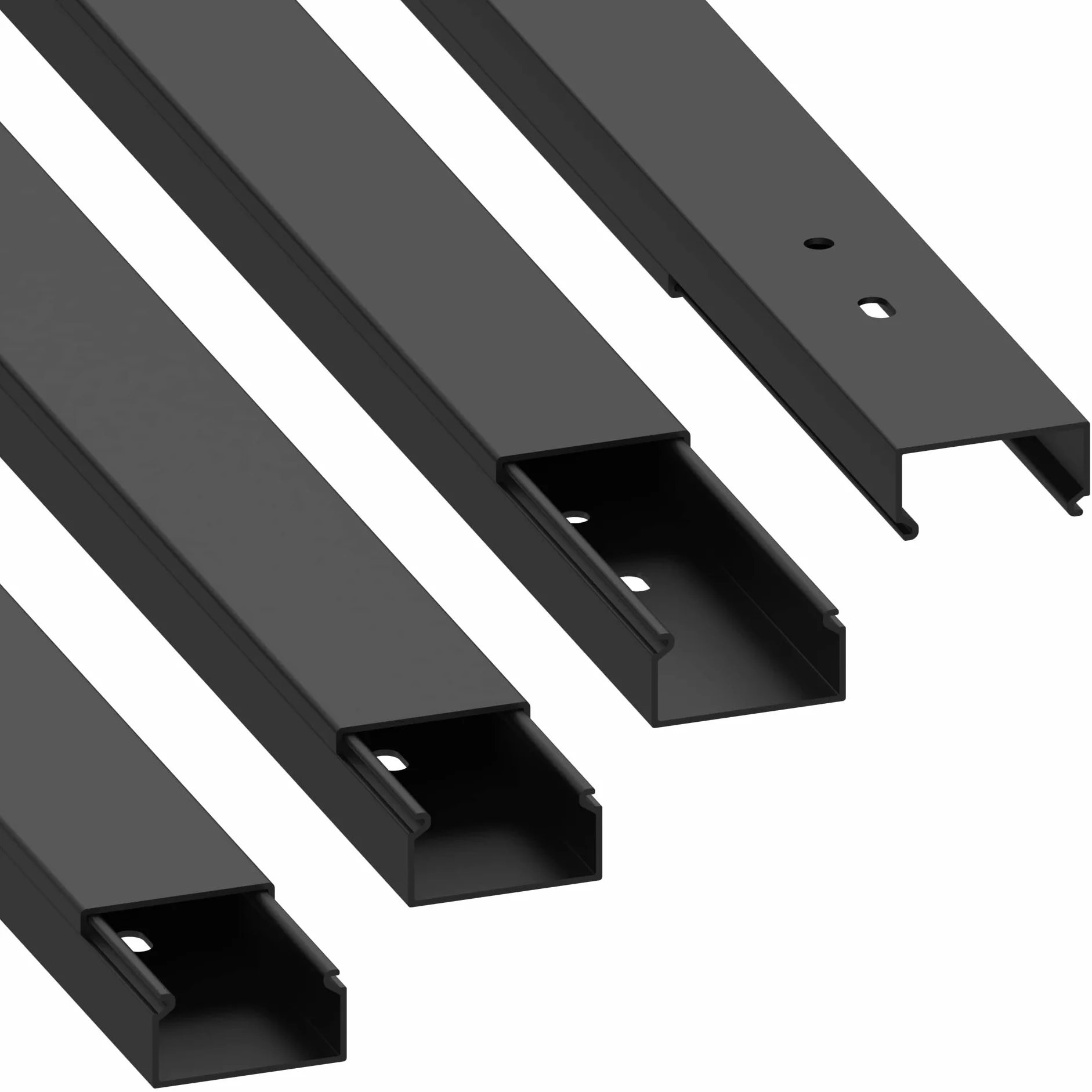 Cablecoach Habengut Goulotte de câble (avec Trou de Montage dans Le Fond) 15 x 30 mm en PVC, Couleur : Noir, Longueur 4 m (4 x 1 m de Longueur)
