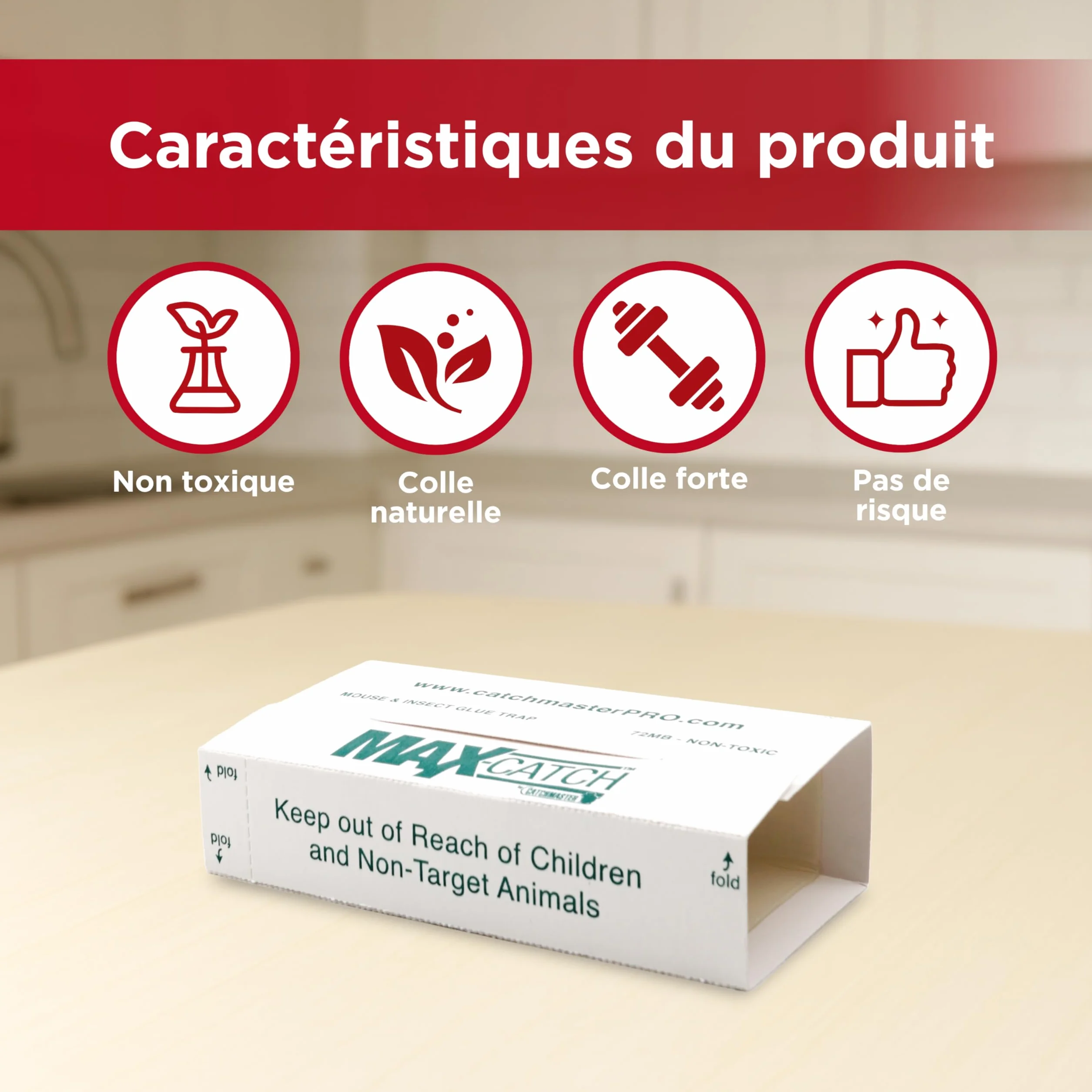 Catchmaster 72MAX Plaque Collante Souris XXL 9 Pièges à Souris avec Appât Cacahuète Non-Toxique