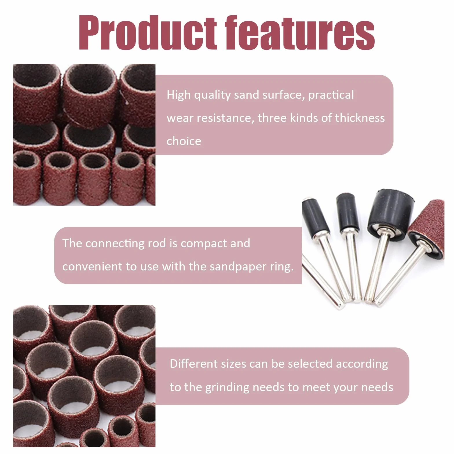132 Pièces Tambour de Ponçage, Comprenant 120 Pièces Bandes de Ponçage et 12 Pièces Tambour Mandrin pour Polissage, Lissage et Finition pour Dremel Outils Rotatifs