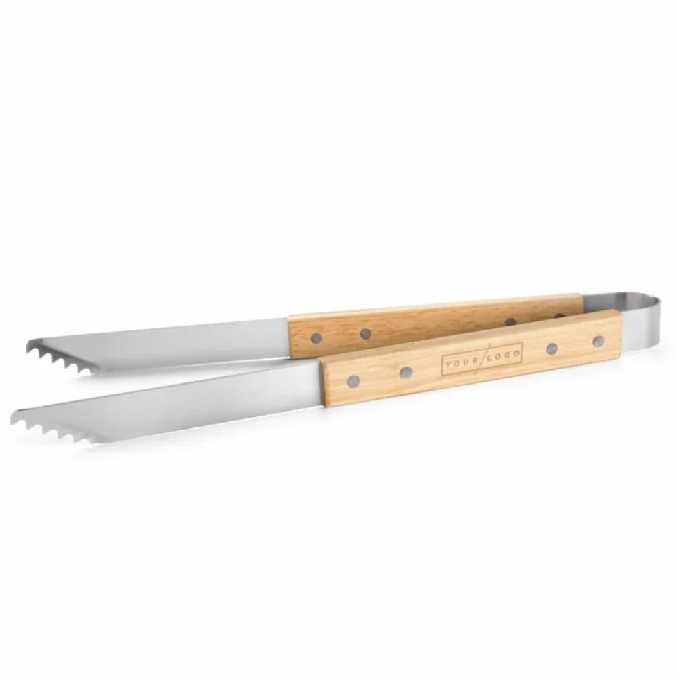 Pince à Barbecue personnalisée en Acier Inoxydable avec Manche en Bois Gravé