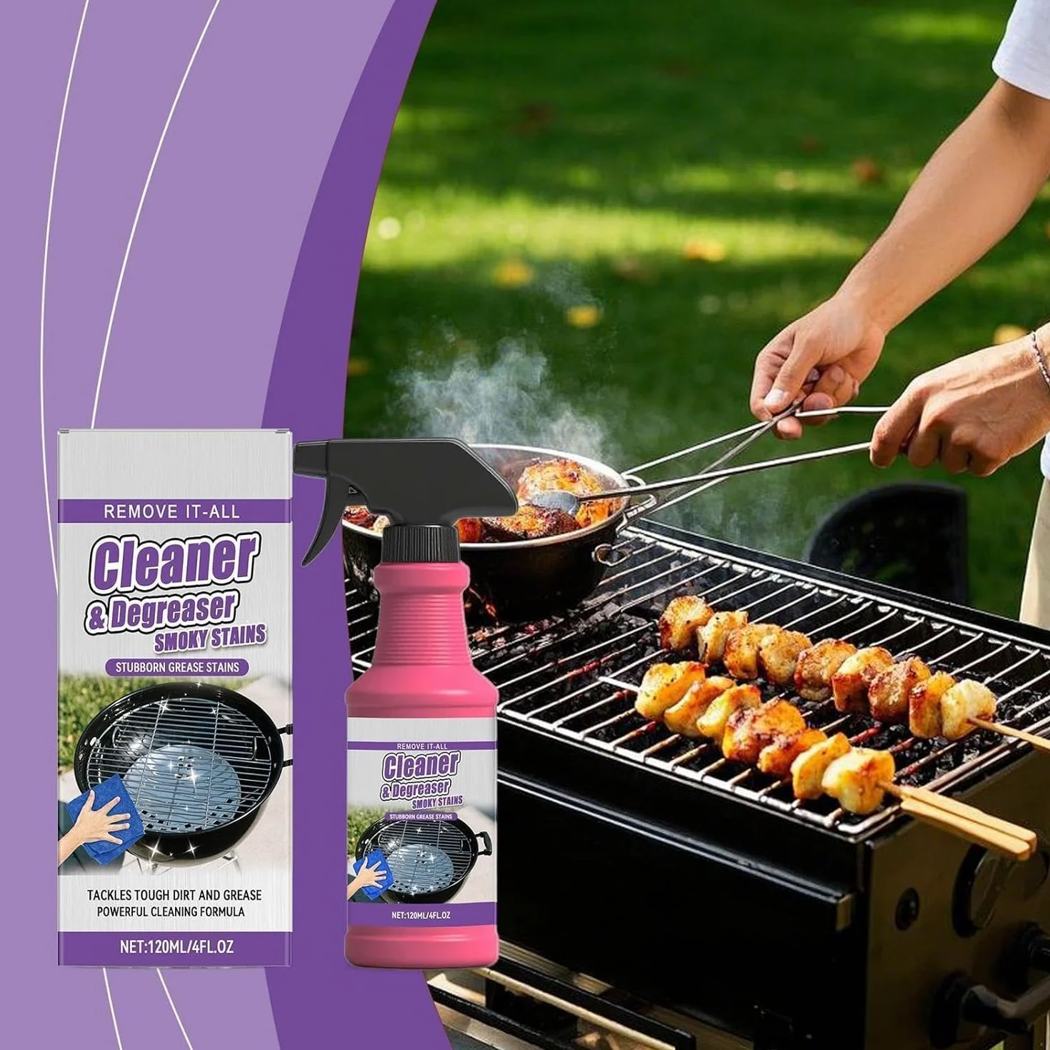 Dégraissant Barbecue Spray 120ML BBQ Nettoyant 2 pièces