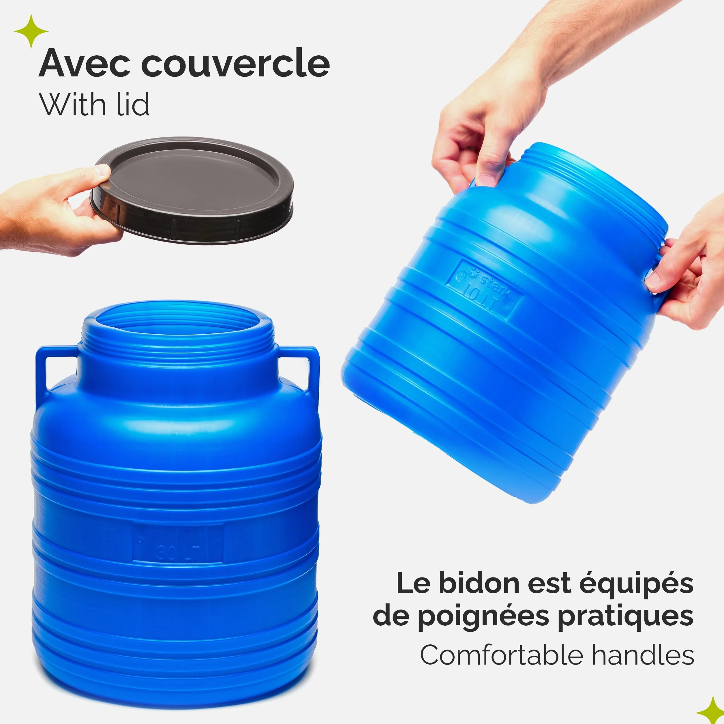 Garronda Lot de 2 Réservoir d'Eau 30 L, Baril Alimentaire HDPE sans BPA, Tonneau de Jardin GD-0078
