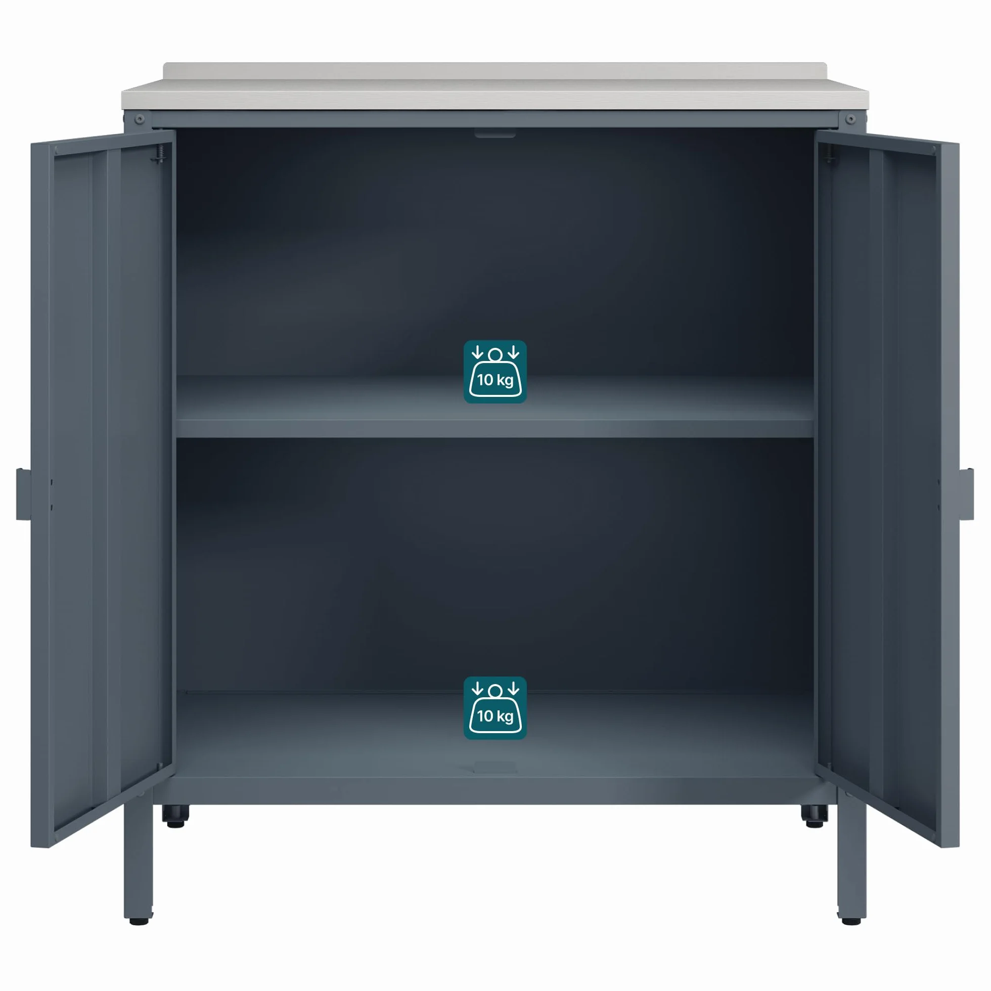 Casa.pro Armoire Basse de Jardin Bolognano Meuble de Rangement Acier Laqué 92 x 80 x 50 cm Gris Foncé Mat