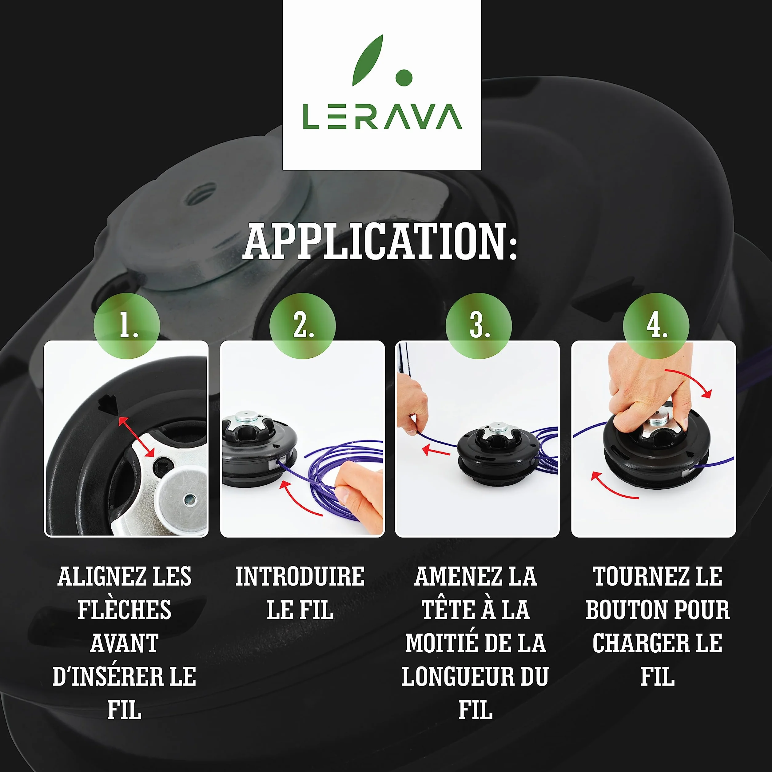 LERAVA Tête débroussailleuse Universelle M10 x1,25 Tap & Go Compatible Stihl Echo