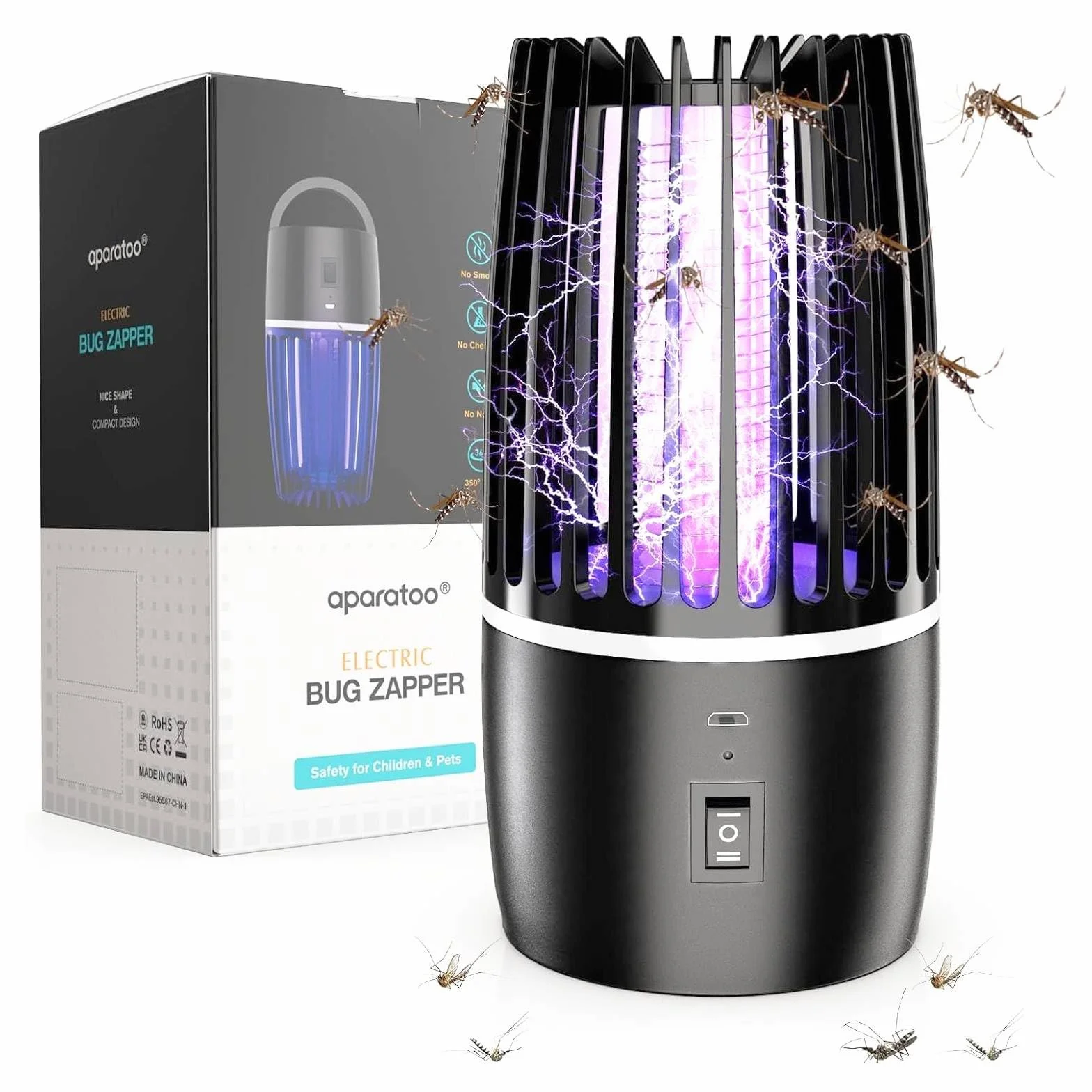 Lampe Anti Moustique UV Électrique 4000mAh Rechargeable Tueur d'Insectes LED