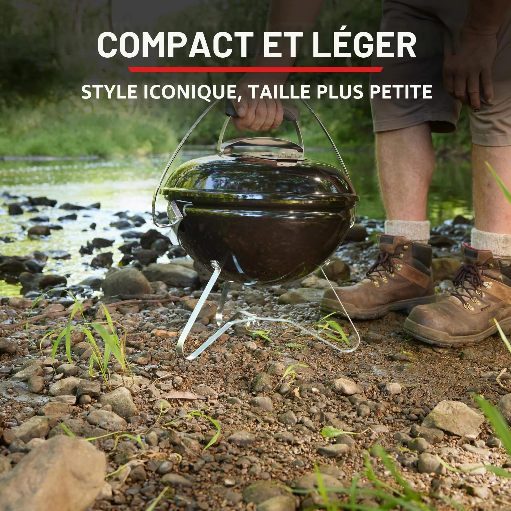 Weber Smokey Joe Premium Barbecue à charbon 37 cm, couvercle émaillé porcelaine, bleu ardoise