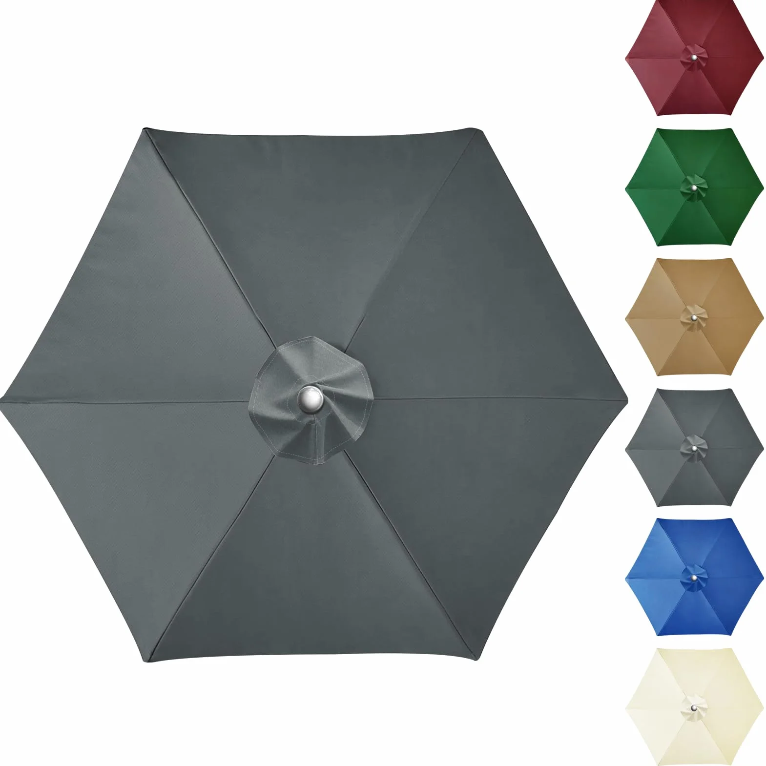 Housse de rechange parasol terrasse 2,5 m 6 baleines gris