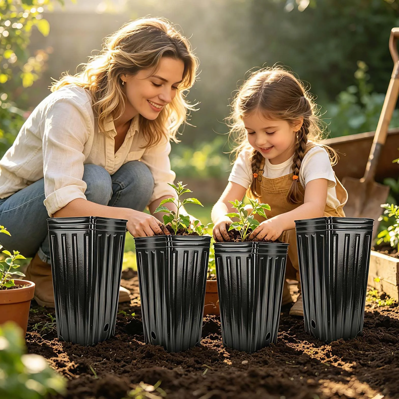 Pots de fleurs hauts en plastique 20 cm avec trous de drainage Lot de 30