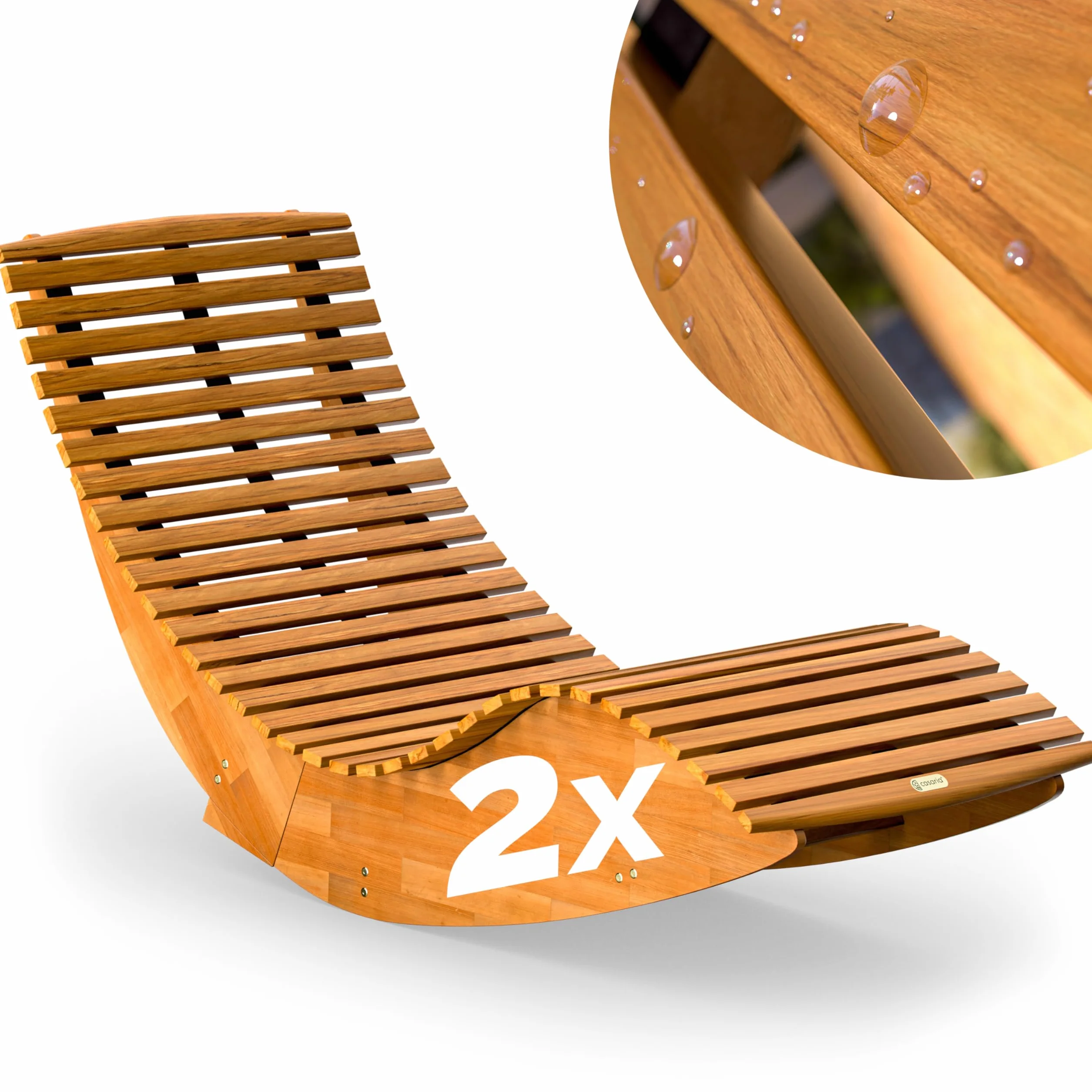 Casaria Chaise Longue à Bascule Pliable en Bois d'Acacia Certifié FSC Transat Ergonomique Jardin