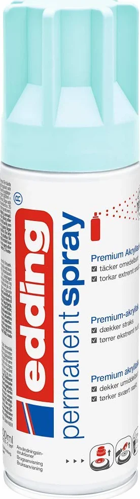 Edding 5200 permanent spray - pastel blue matt - 200 ml - acrylic paint for painting and decorating glass, metal, wood, ceramic, plastic, canvas - aerosol spray, acrylic spray, paint spray