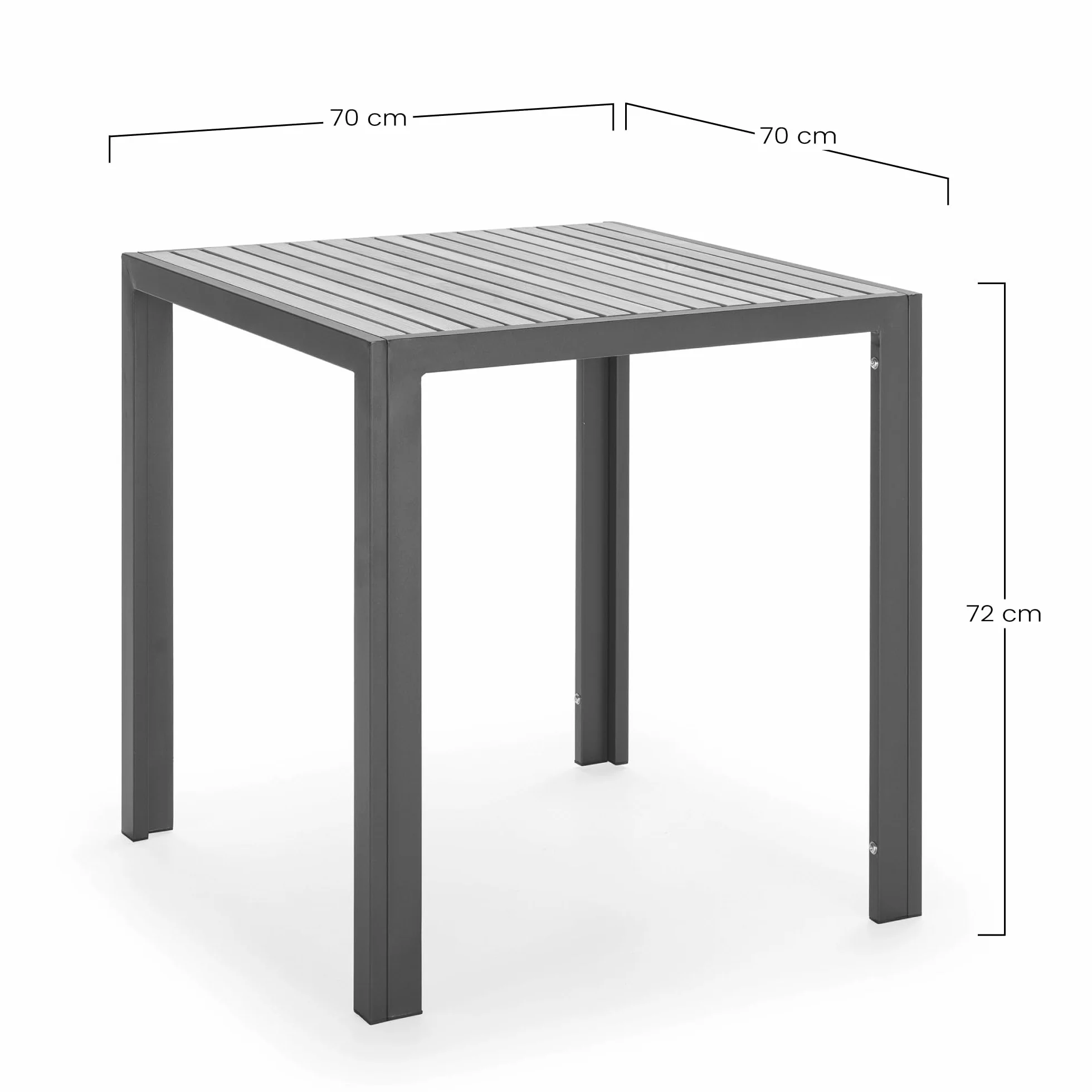 HOMN LIVING Table de Jardin carrée 70x70x72 cm Bois Métal Noir