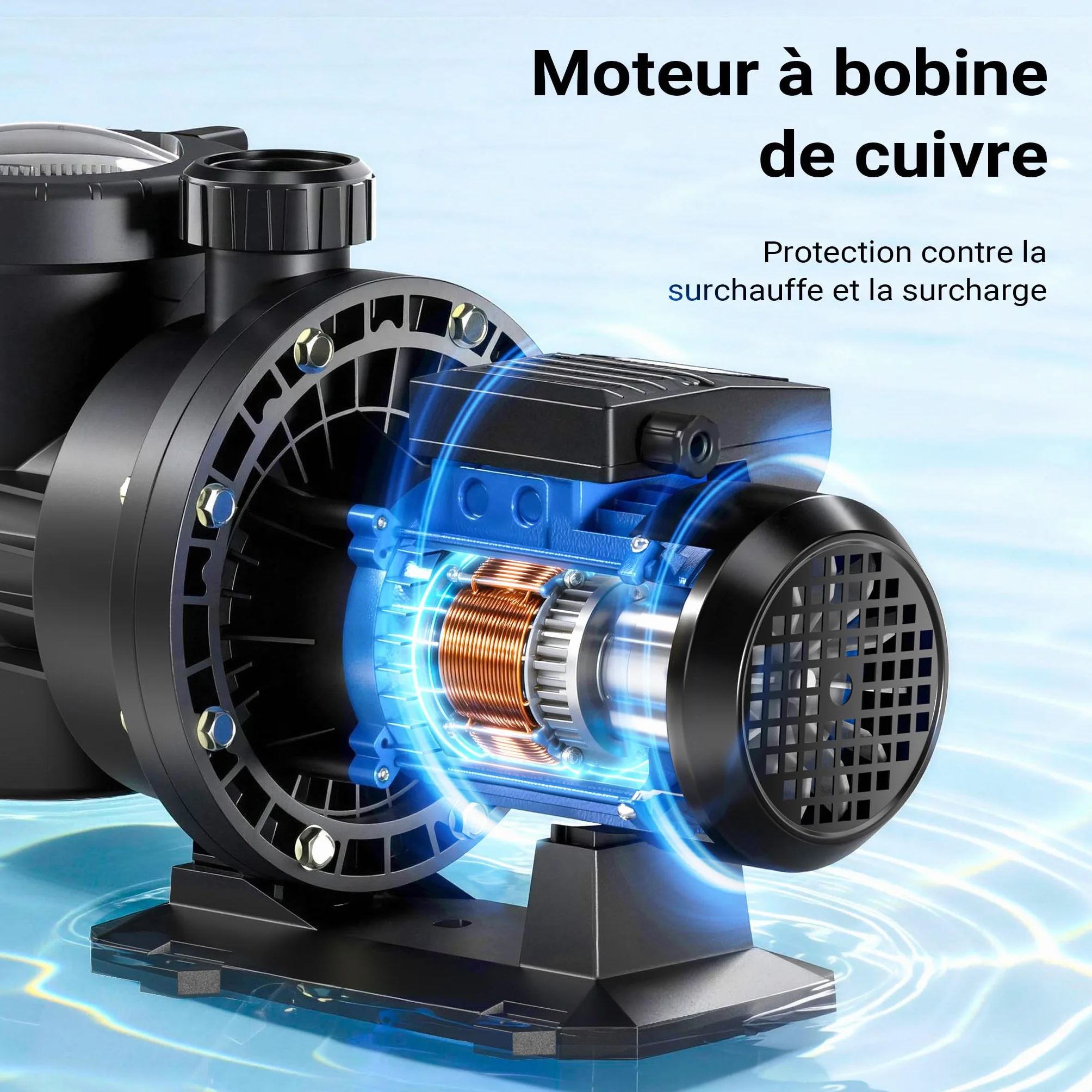 Wiltec Pompe de piscine 18600 l/h 750 W circulation hauteur refoulement 13 m