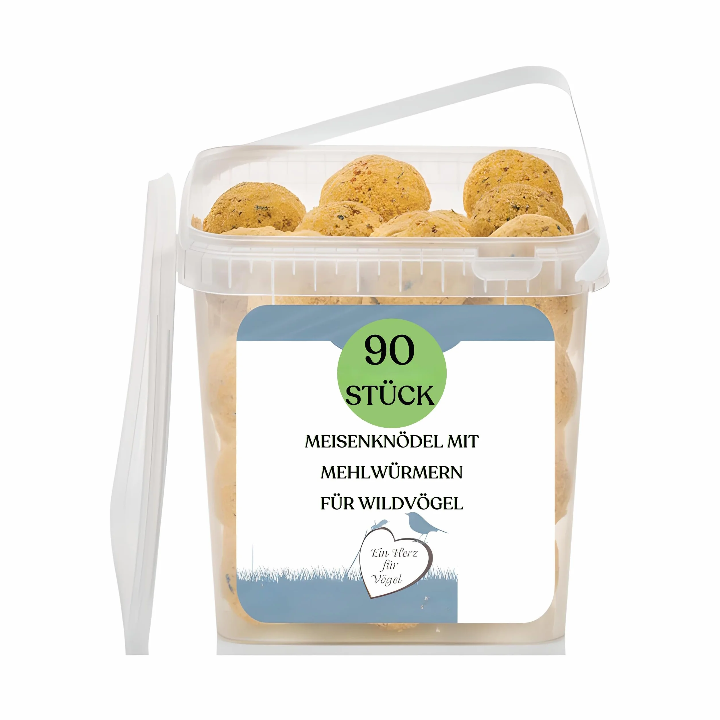 Boulettes d'oiseaux sans filet 90 boules de graisse avec vers de farine 8,1 kg seau réutilisable nourriture haute énergie oiseaux sauvages