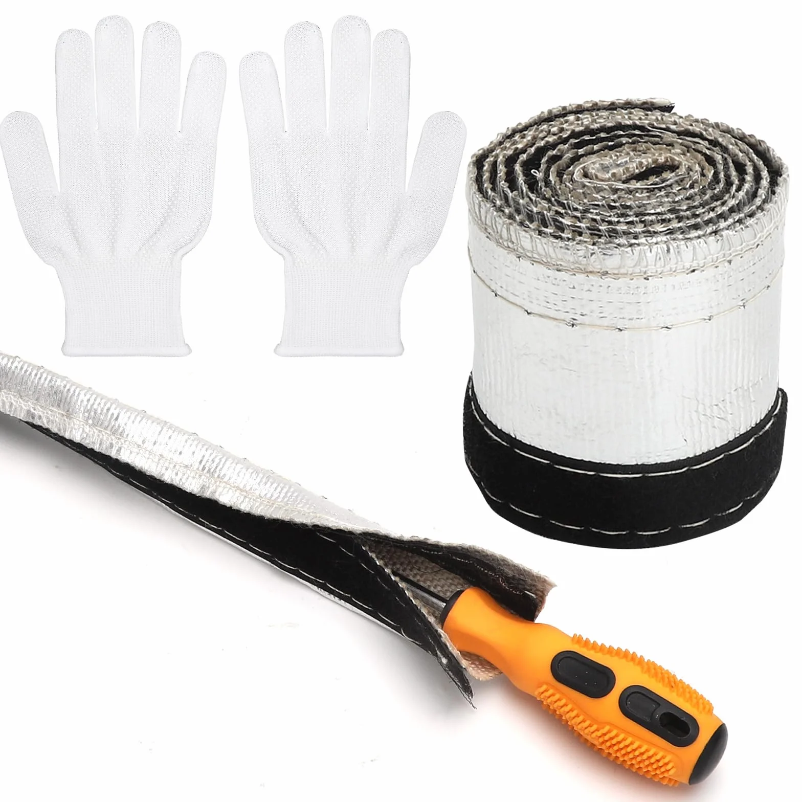 1m Hitzebeständiges Aluminium-Titan-Schlauchgehäuse avec Gants, Diamètre Intérieur 15 mm Protection du Câble Résistant aux Hautes Températures