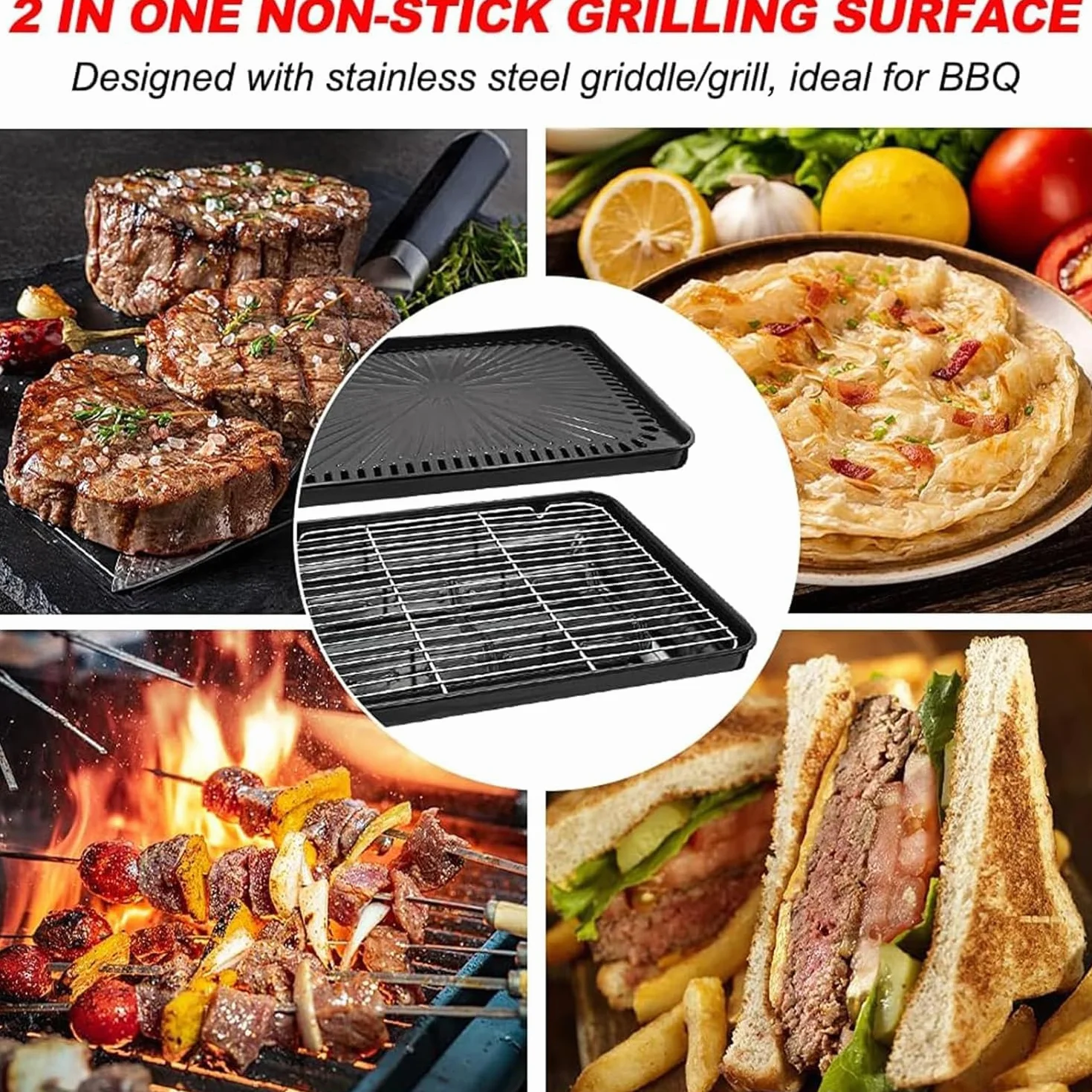 SMH LINE Kit barbecue à gaz 2 en 1 - Barbecue de camping portable avec grille et accessoires