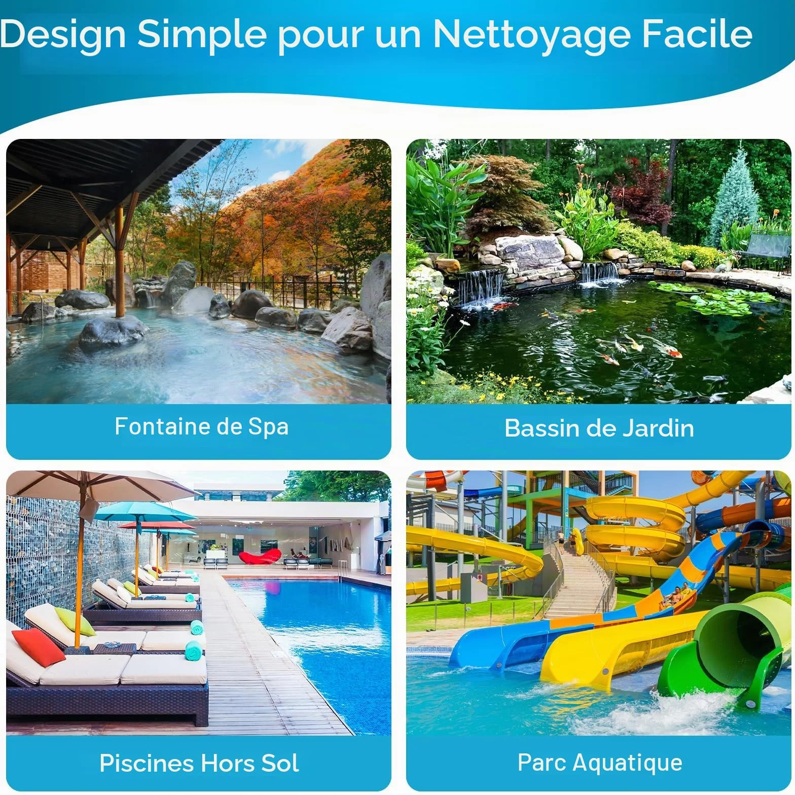 Aspirateur Piscine Portable avec Épuisette 168CM Nettoyeur à Jet 4 Tiges Amovible