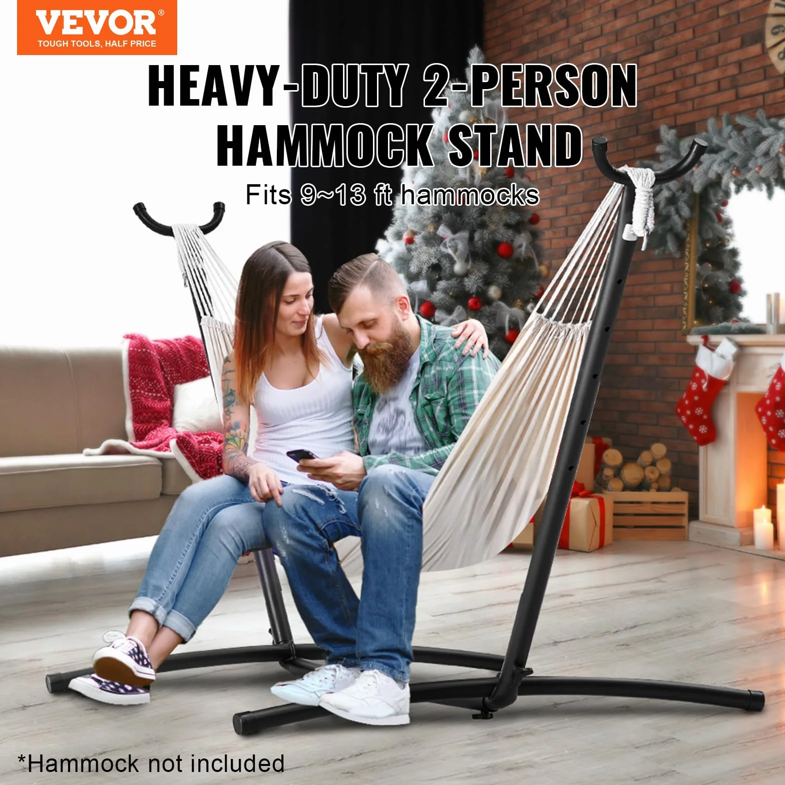 VEVOR Support de Hamac Portable, Charge 204 kg, Cadre en Acier, 2,9-3,85 m