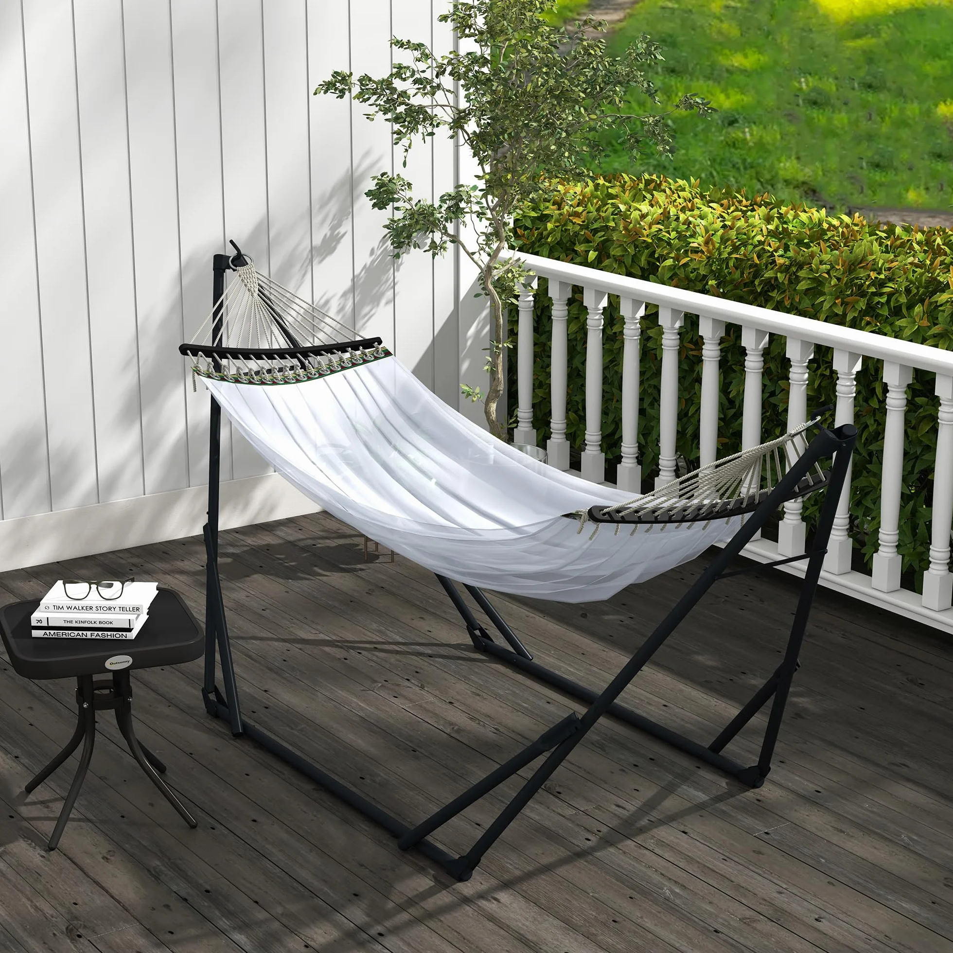 Outsunny Support pour hamac acier 263x89x100 cm noir 120 kg