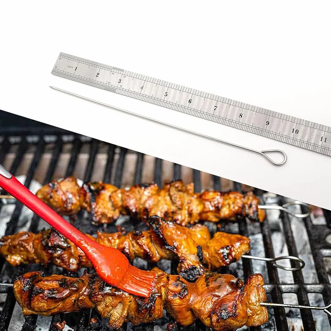 Brochettes en acier inoxydable 24,5 cm pour barbecue, lot de 20