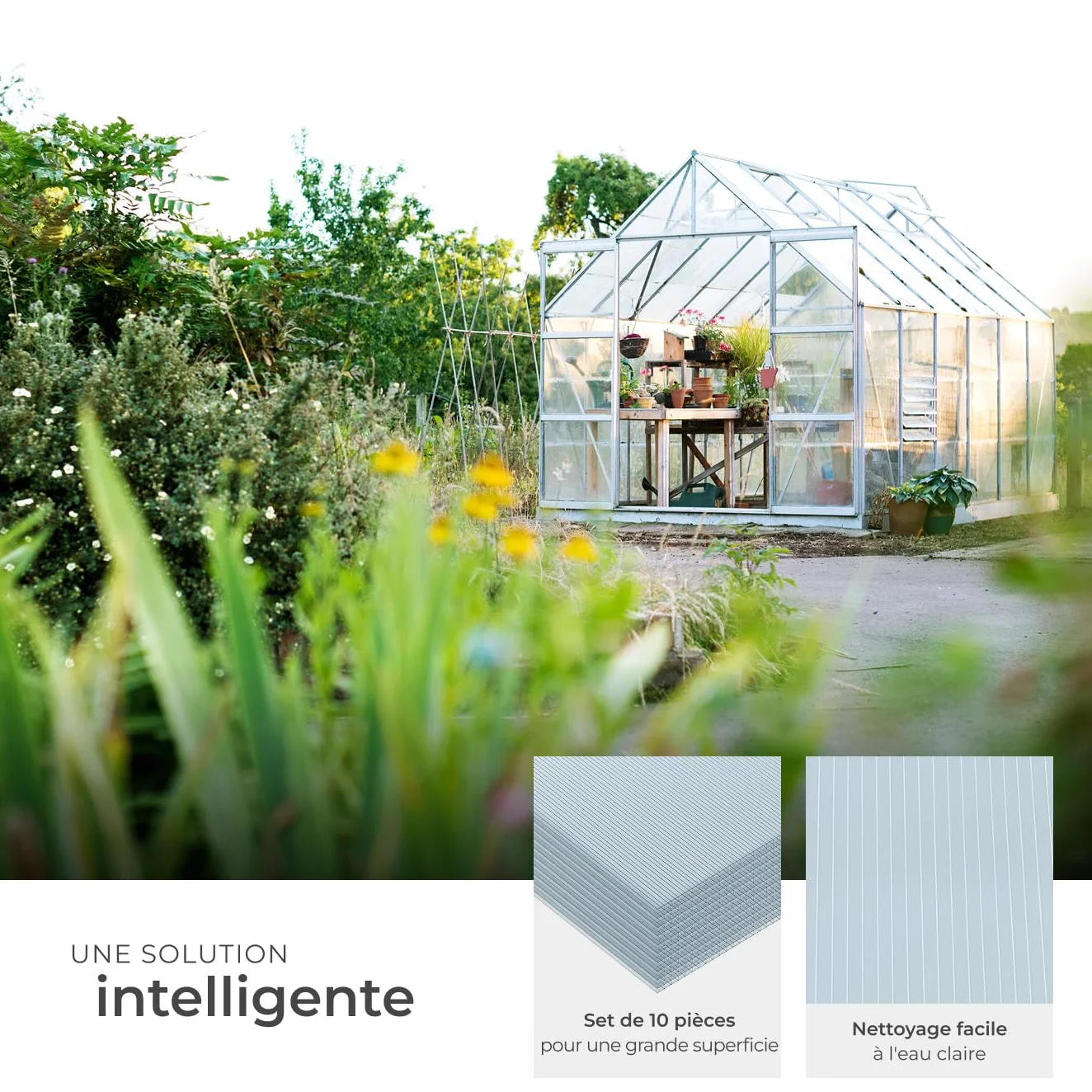 Panneaux alvéolaires Polycarbonate 4 mm 121x60,5 cm Antichoc UV Serre de jardin