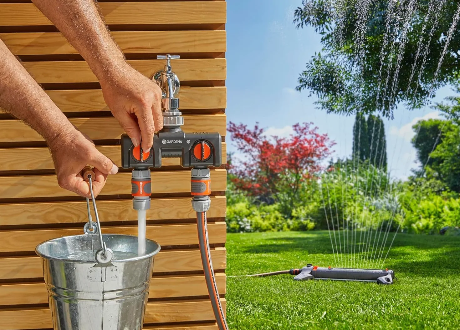 GARDENA Distributeur 2 voies 8193-20, raccord robinet, débit réglable et verrouillable