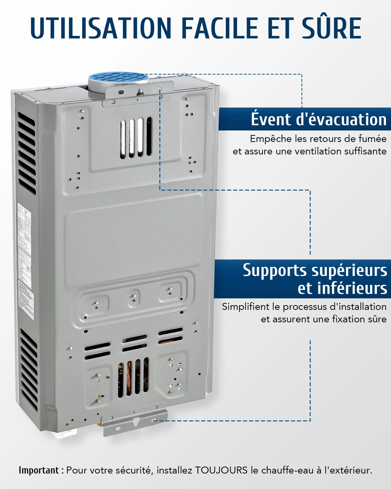 CO-Z Chauffe-Eau à Gaz Instantané 8LPM 13,6kW LPG GPL Acier Inoxydable CE Portable Maison Camping Caravane
