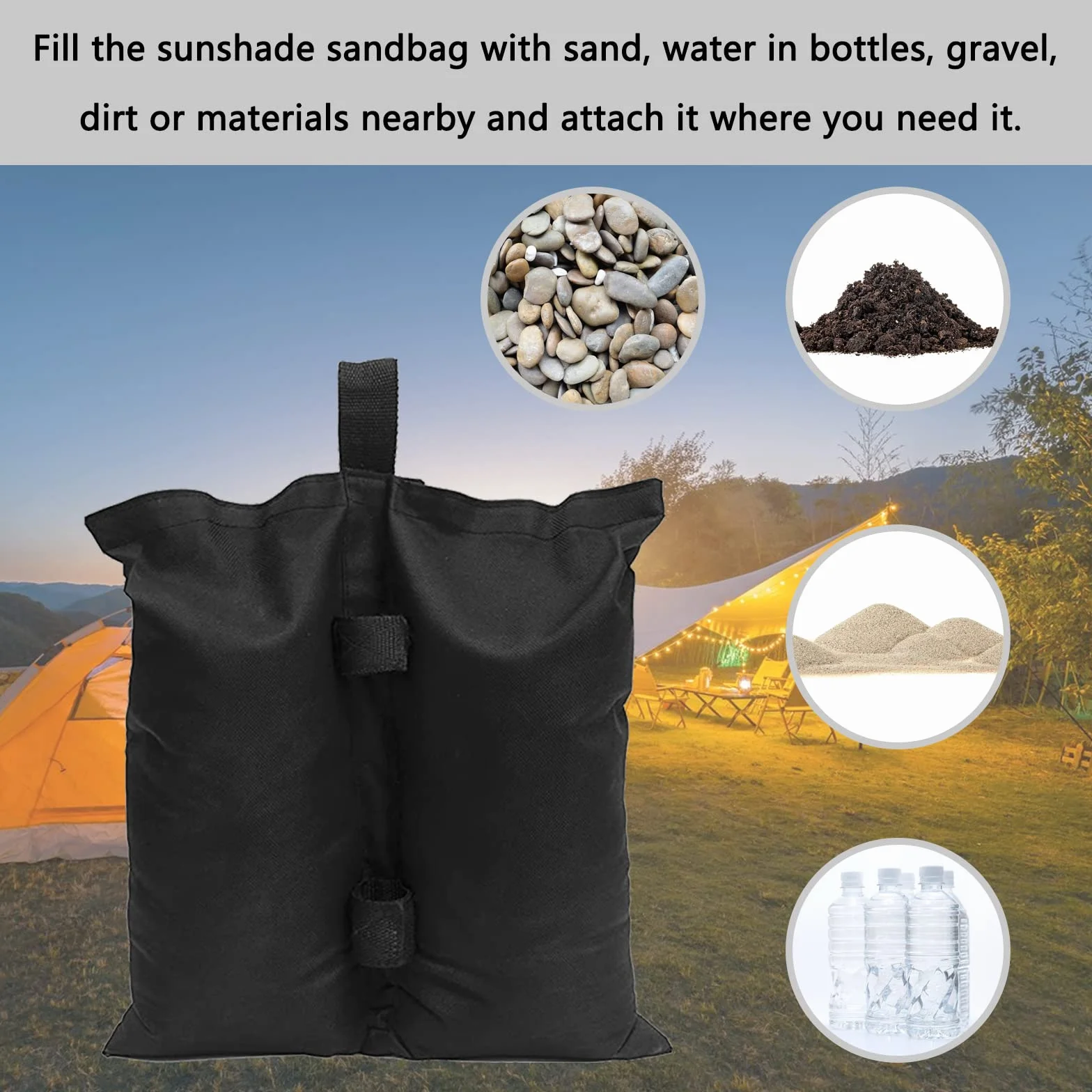 Sac de Sable pour Parasol 4pcs, Pied de Tonnelle Lestage Tissu Oxford 800d