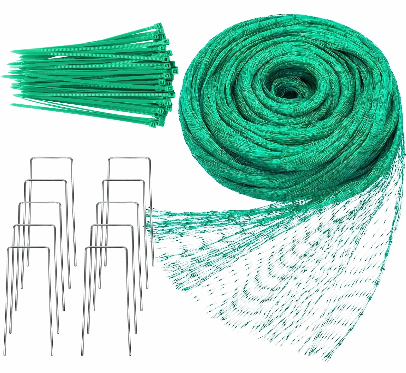 Filet Anti Oiseaux 2m x 15m Kit Jardin avec Attaches et Piquets Protection Fraisier Fruits Graines