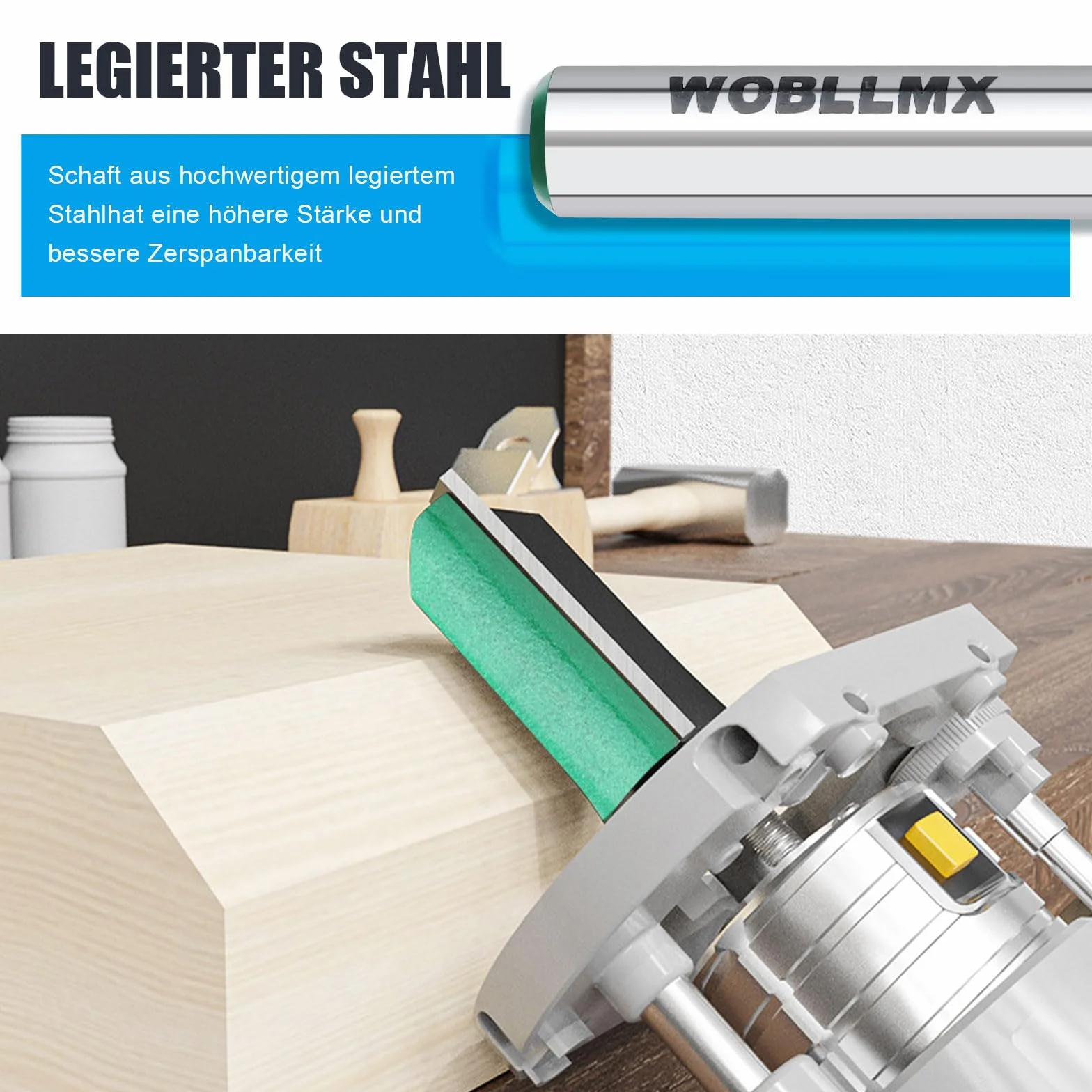 Fraise à affleurer à tige de 8 mm, diamètre : 17 mm, longueur de travail : 30 mm, lame en métal dur pratique, durable et tranchante pour fraise à queue CNC pour plaque de densité en bois