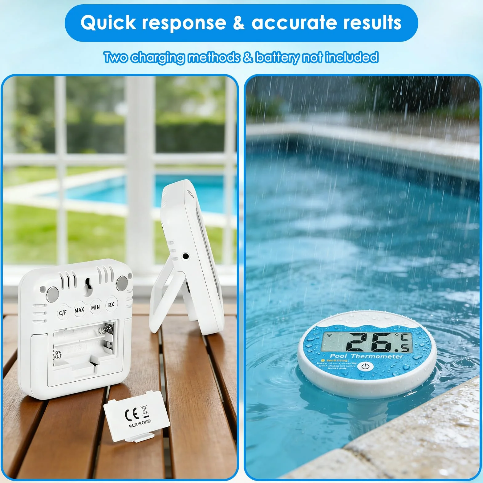 Thermomètre de piscine numérique IPX68 flottant sans fil avec affichage LCD