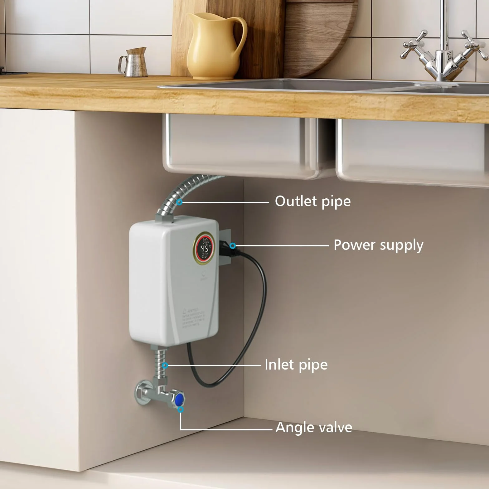 Chauffe-eau électrique 220V 3500W sans réservoir instantané avec écran numérique
