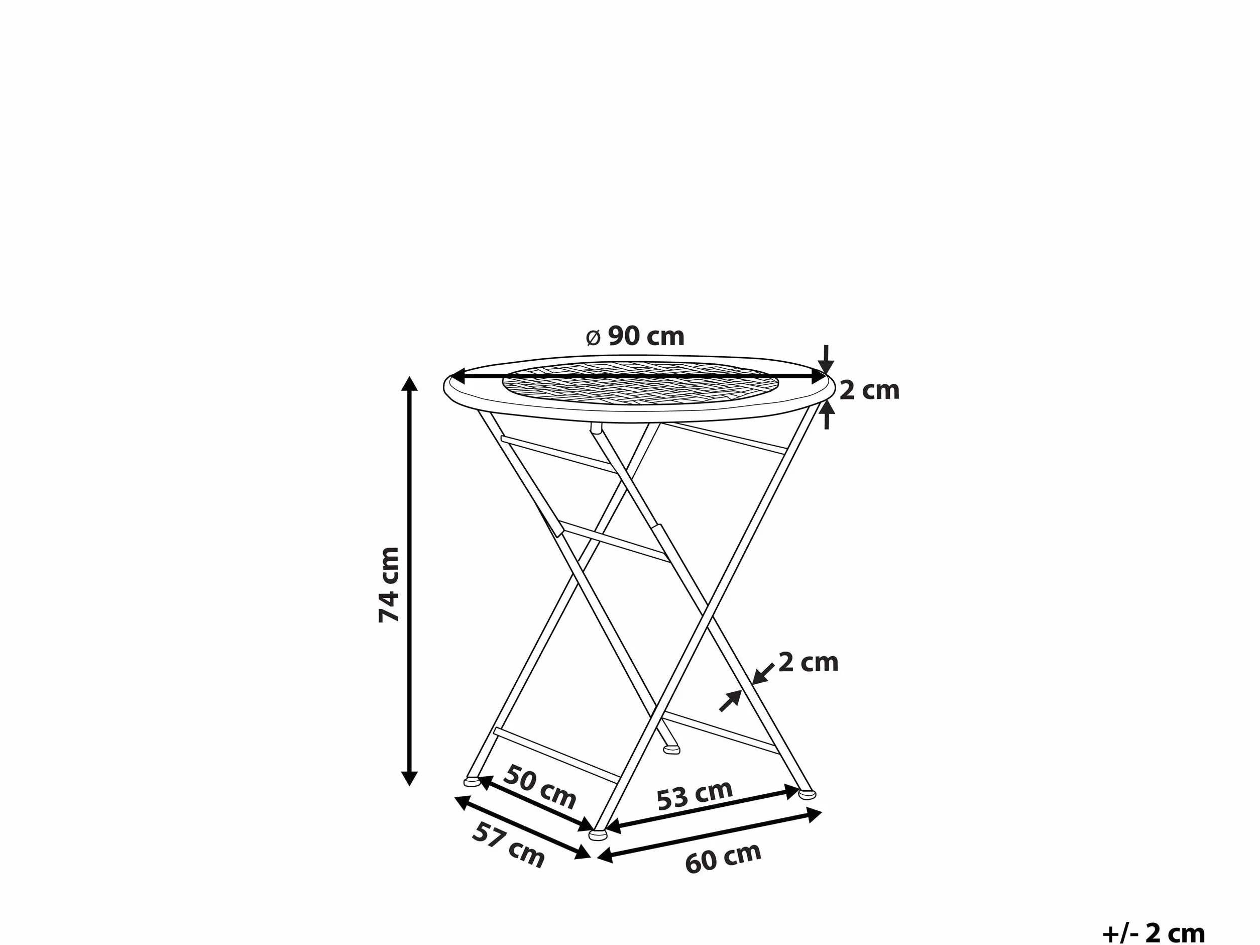 Beliani Petit Table Bistrot Ronde 90 cm Pliante Blanc Cassé Jardin Terrasse
