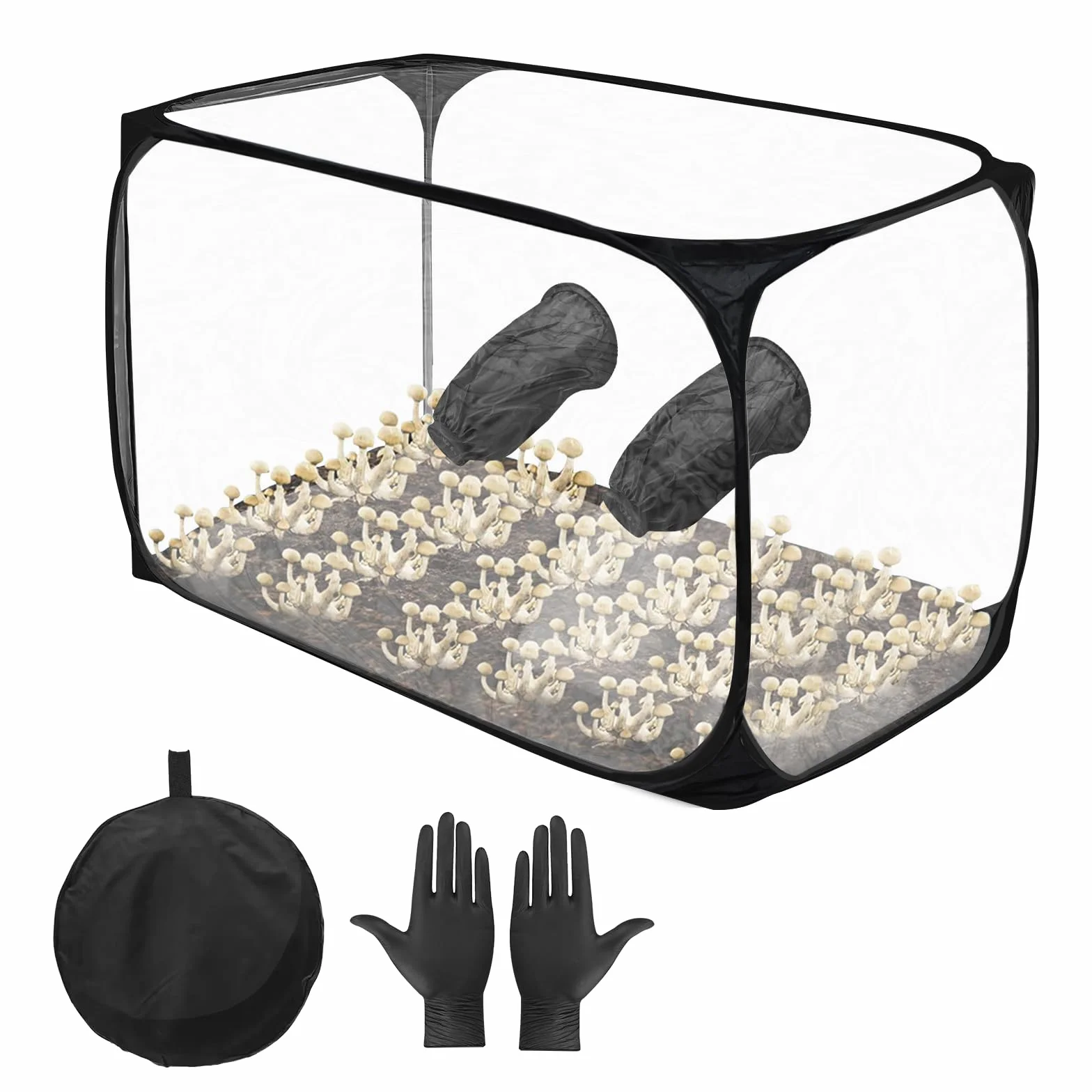 Tente de culture de champignons Still Air Box 90 x 60 x 60 cm transparente pliable avec gants