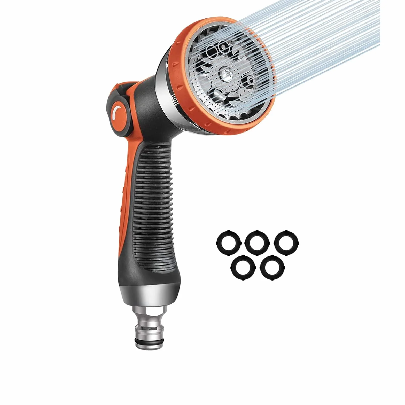 Pistolet d'Arrosage de Jardin Haute Pression 10 Modes Réglable Orange