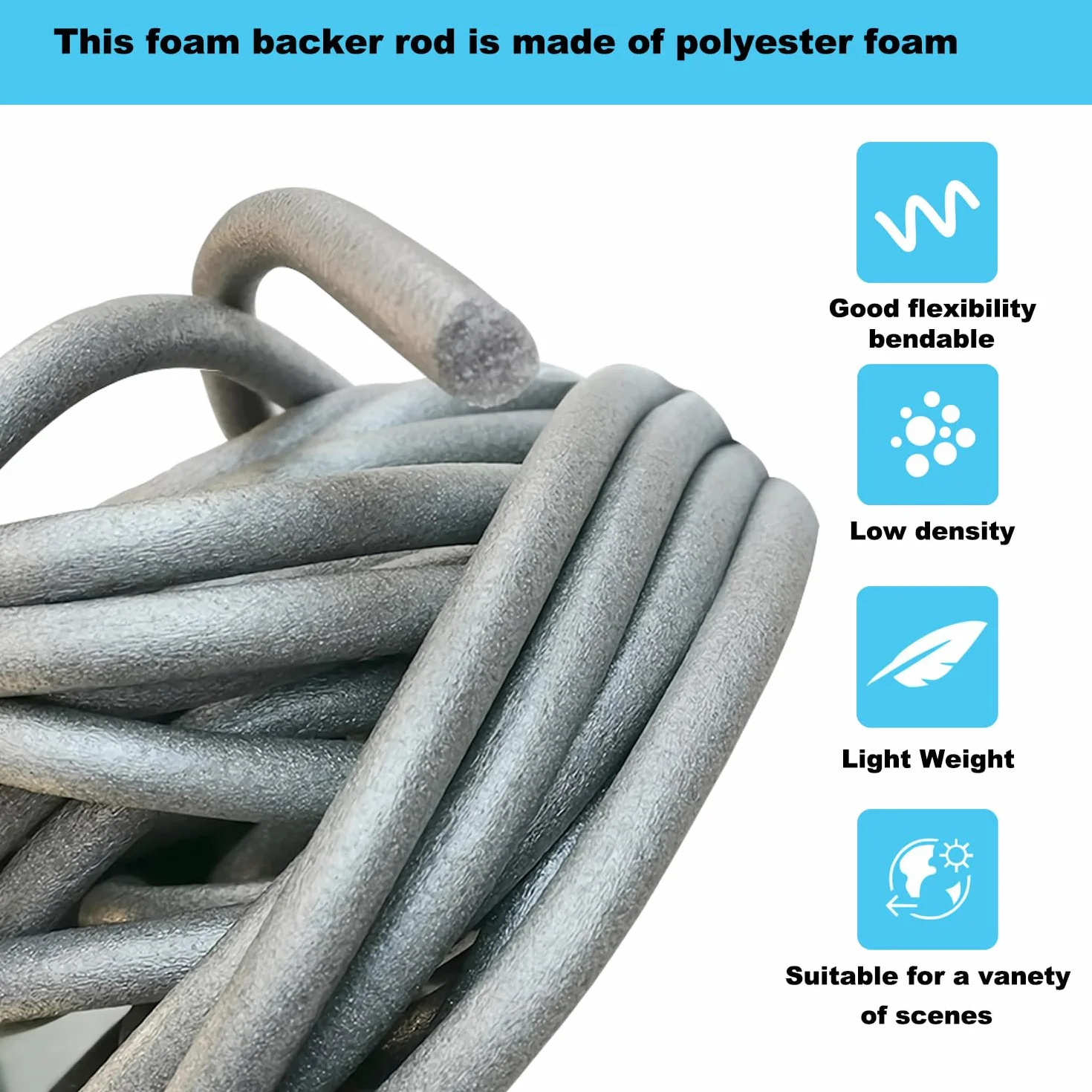 Fond de Joint Rond Ø20mm x 10M Joint Rond Cordon Etanchéité Polyéthylène Torique en Mousse Adapté Aux Mastics Élastomères et Aux Mastics Polyuréthans (10M, 20mm)
