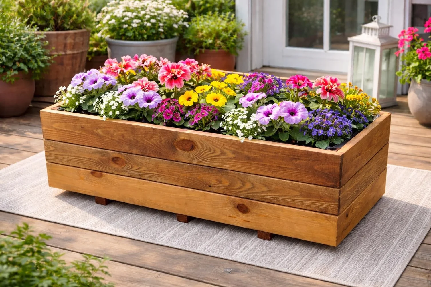 FKL DESIGN Home Deco Jardinière en Bois 80x40x30 cm D28 Teck