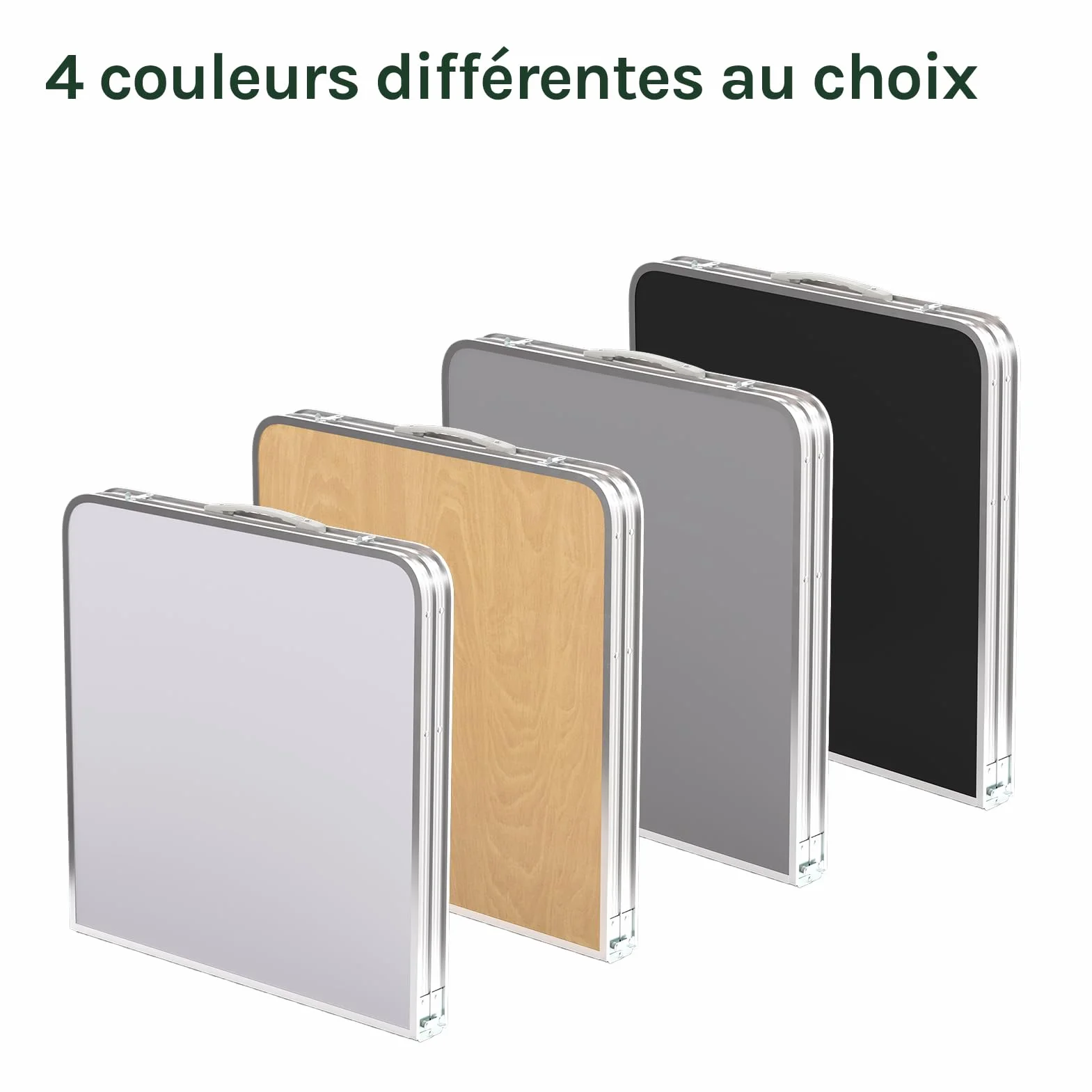 WOLTU Table de Camping Pliante en Aluminium MDF Noir réglable en Hauteur