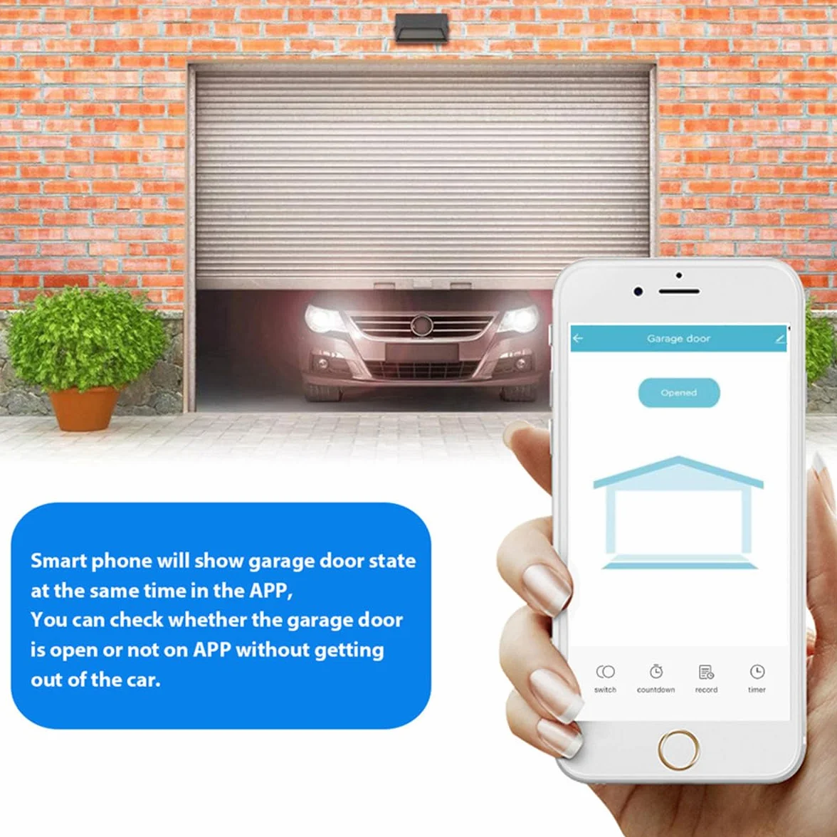 WANGCL Ouvre-Porte de Garage WiFi, contrôle Intelligent avec capteur de Porte de Garage, Compatible avec Tuya Smart Life Alexa Google Assistant