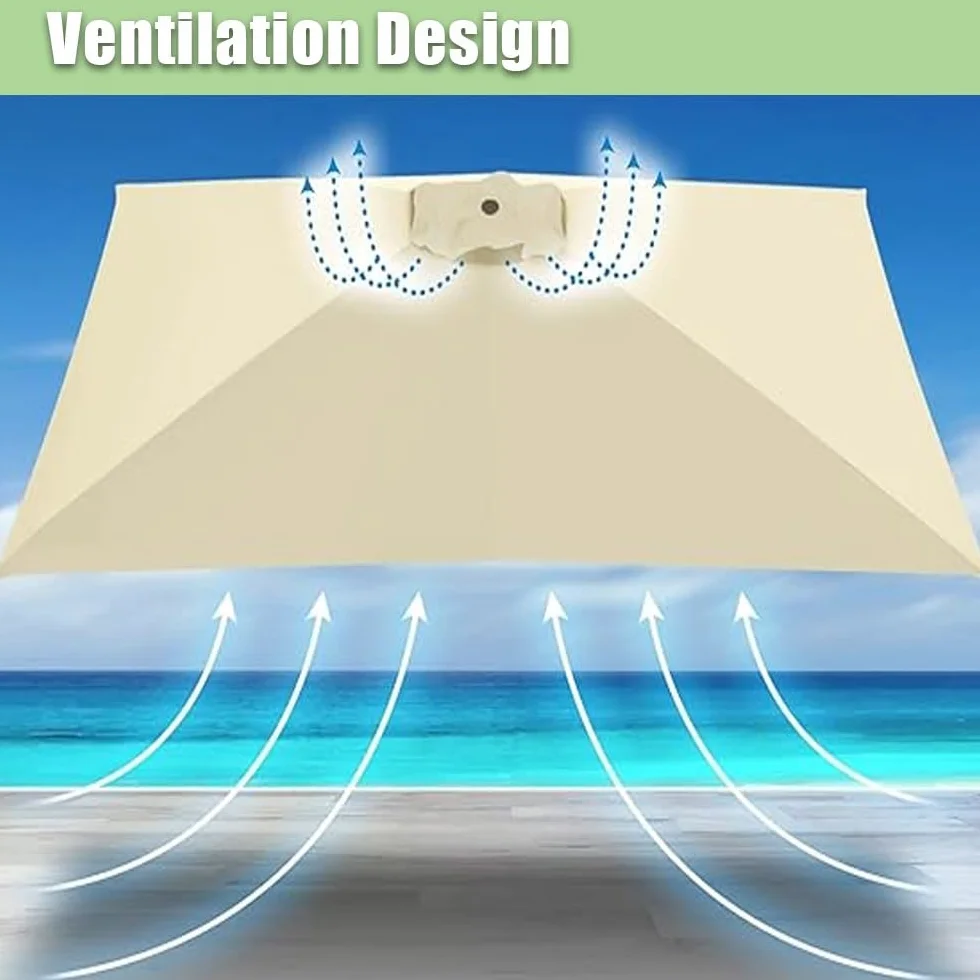 Rectangle Toile De Rechange Parasol Déporté 3x3.0m 3x4m 8 Baleines Housse Extérieur Gris 4x3.0m
