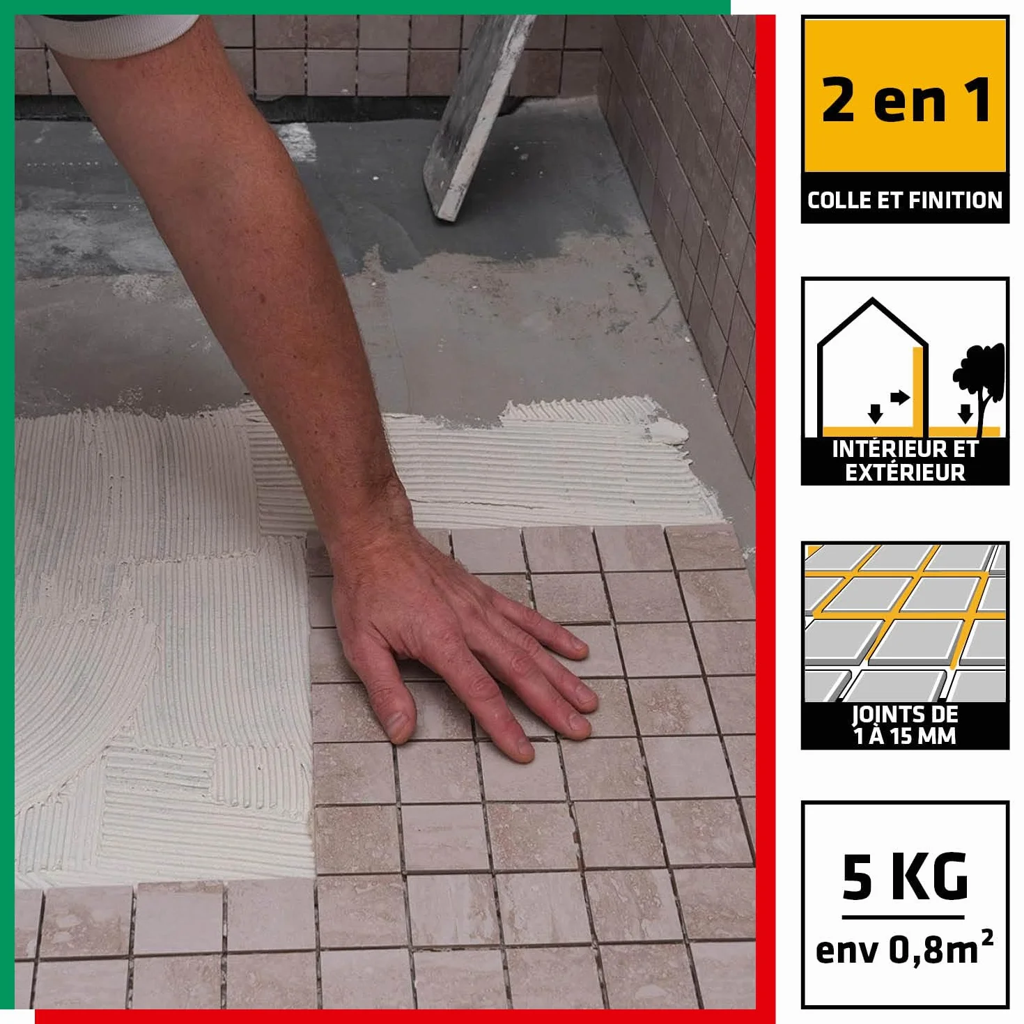 Parexlanko - Colle & Joint - Spécial Douche à l 'Italienne et Piscine - 2 en 1- Collage & Finition - Blanc - Joints de 1 à 15 mm - 5 kg